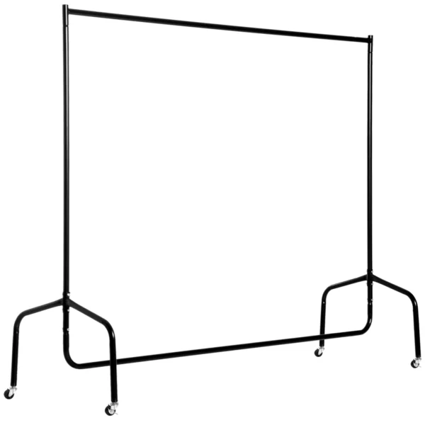 Rella Coat Rack Metal Clothes Stand with Wheels, Black, 150x60x170cm