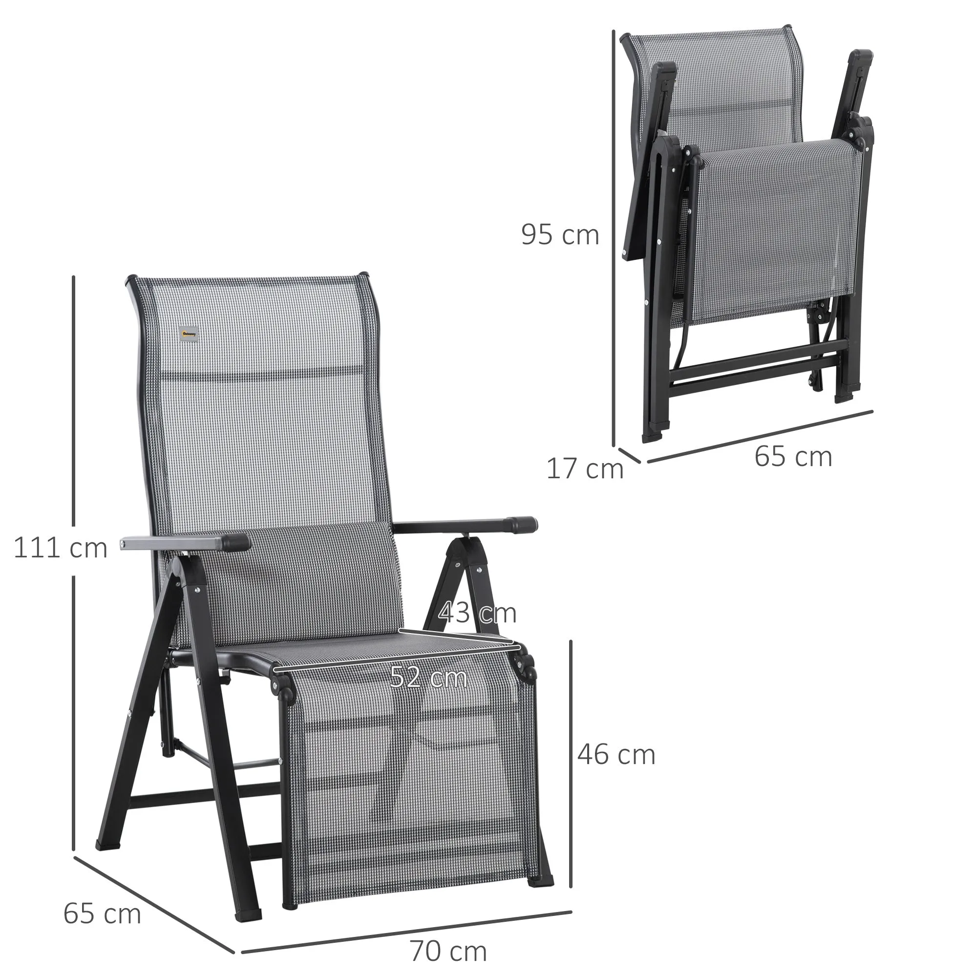 Zero Gravity Folding 9-Level Reclining Garden Lounger with Lumbar Cushion, Grey - Image 2