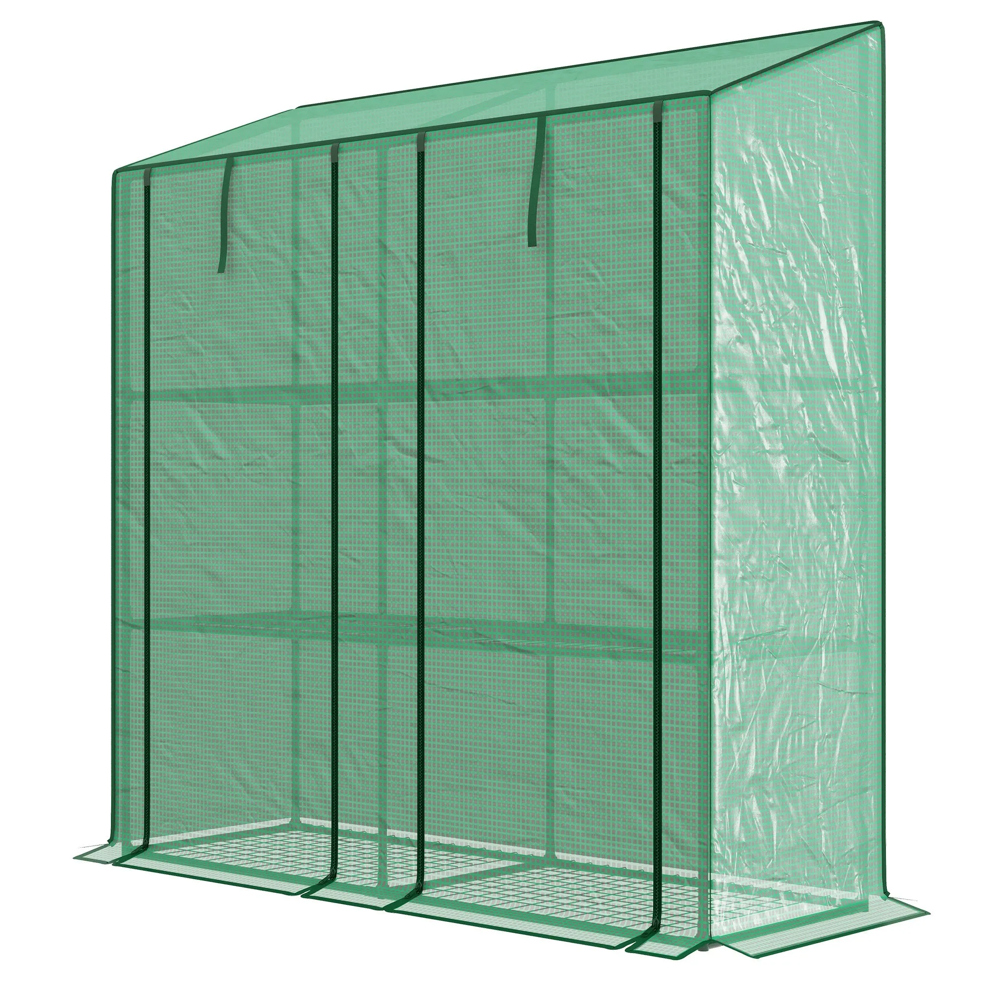 Garden Greenhouse with PE Cover, 6 Shelves and 2 Roller Doors, 143x46x151cm, Green - Image 2