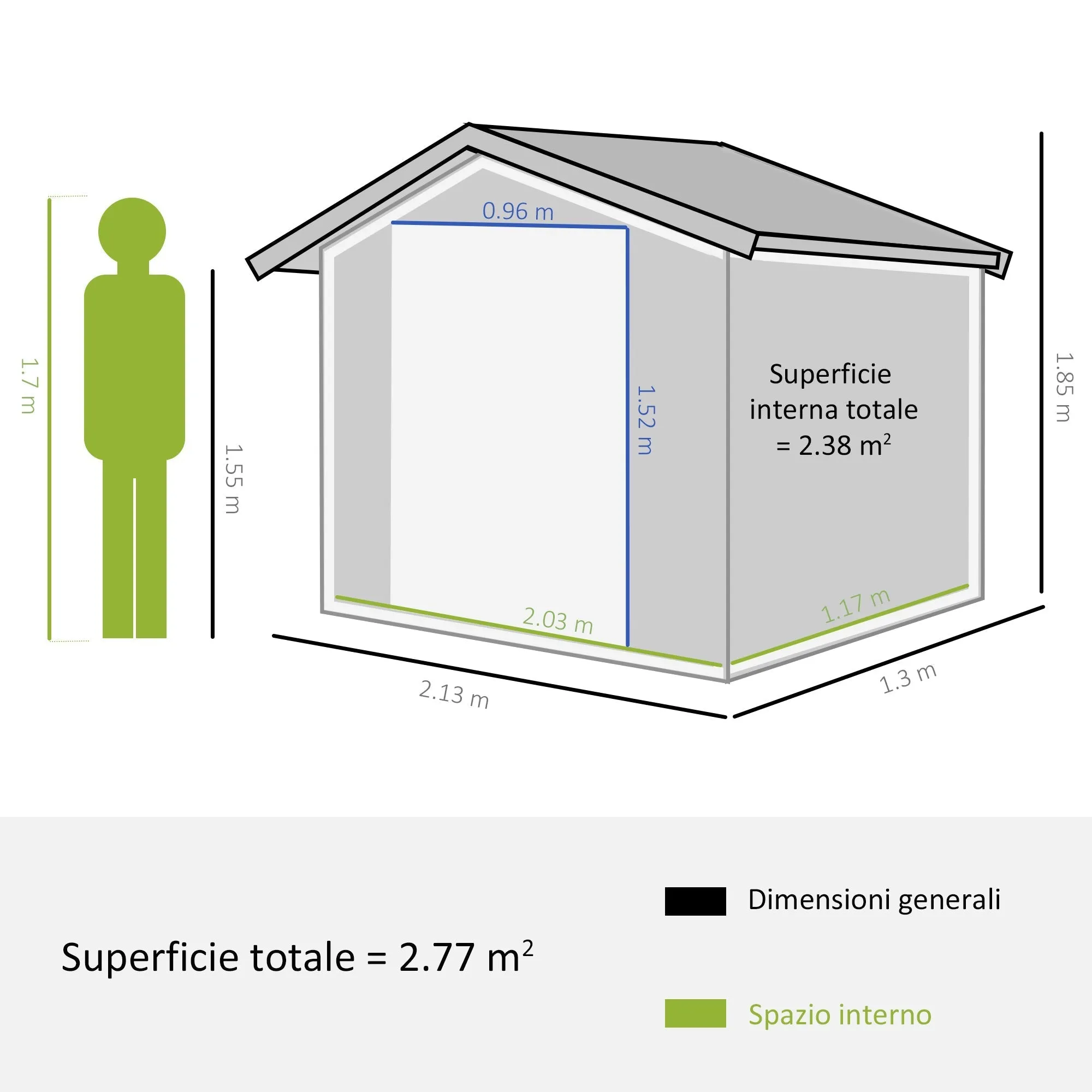 Steel Tool Shed, Garden Shed with Sliding Doors, 213x130x185 cm, White - Image 3