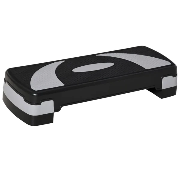 Aerobic Stepper Adjustable Height 10-15-20 cm Non-Slip, Black and Grey