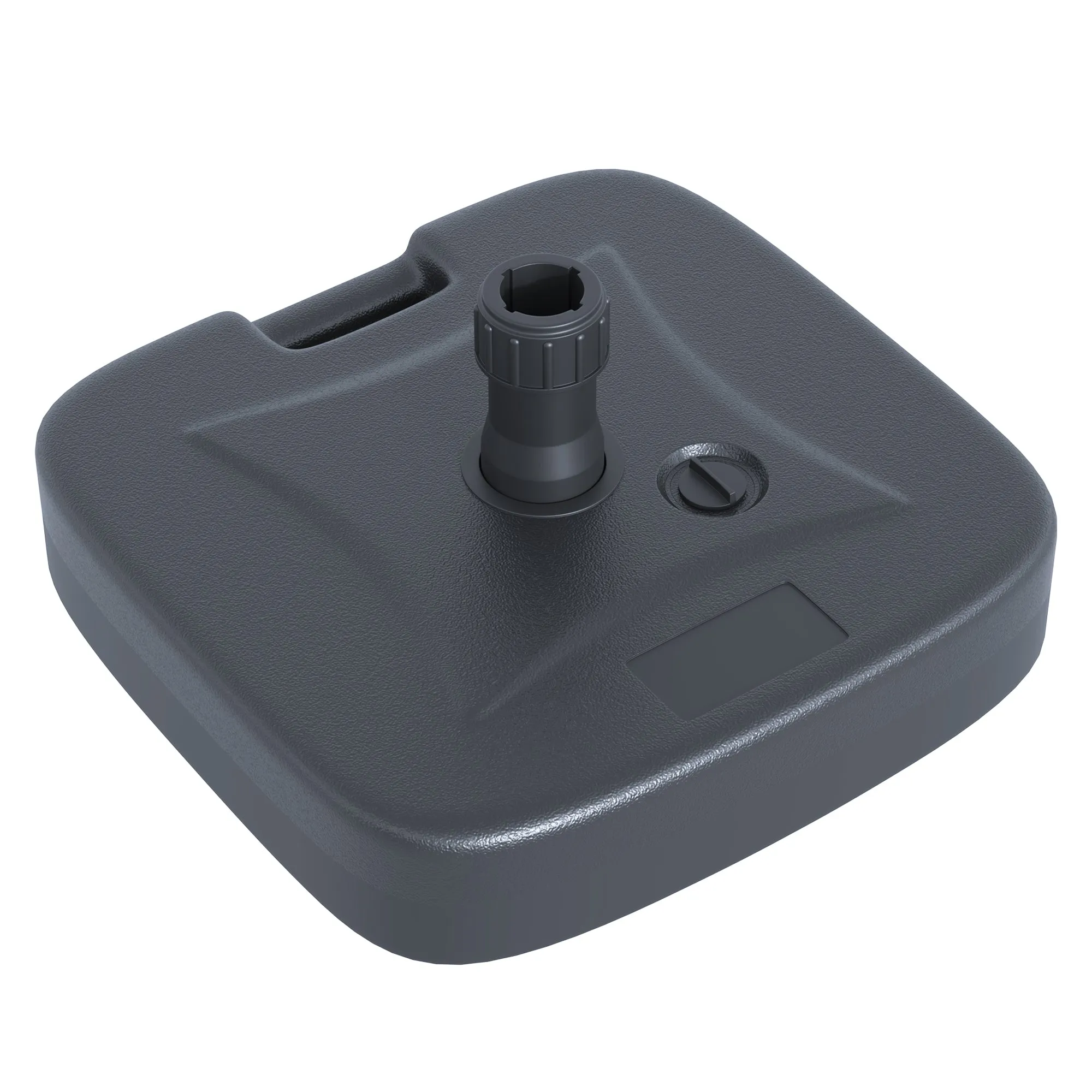 HDPE Garden Umbrella Base, Umbrella Base with Handle, Umbrella Stand with Ø38mm Poles, Fillable with 20kg of Water and 30kg of Sand, Black