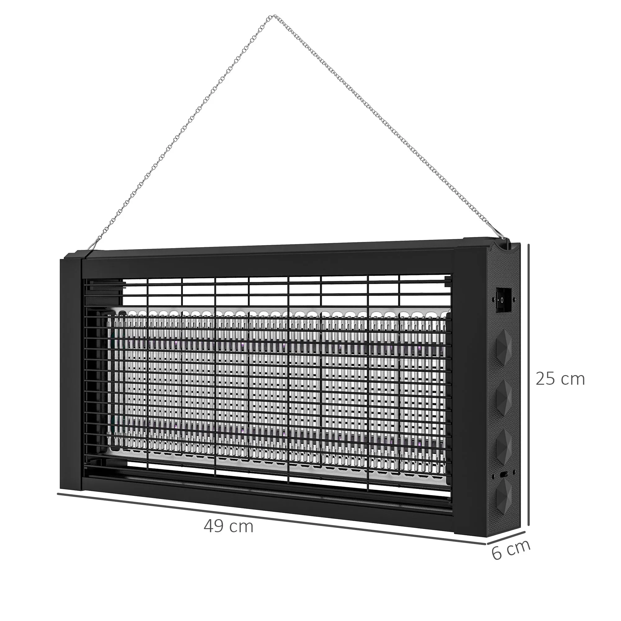 Indoor Mosquito Lamp 8W with Chain and Protection Net, 49x6x25 cm, Black - Image 3
