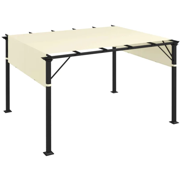 3x3m Polyester Pergola Gazebo Cover with Pockets and Straps, 488x122cm, Cream White