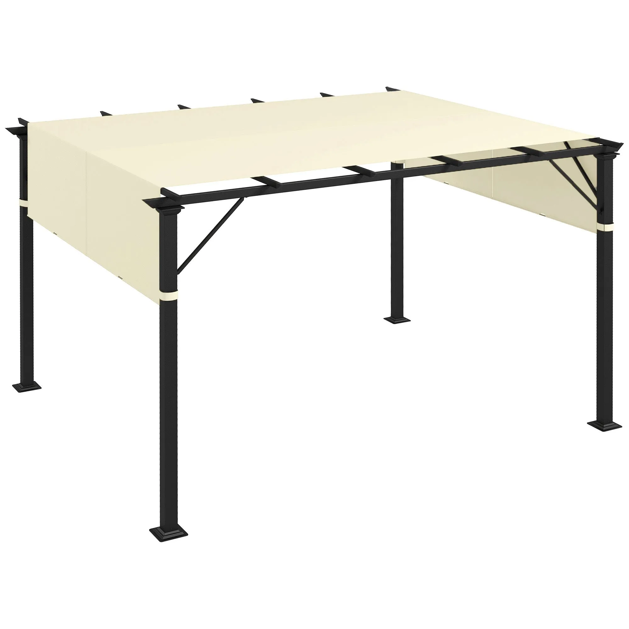 3x3m Polyester Pergola Gazebo Cover with Pockets and Straps, 488x122cm, Cream White