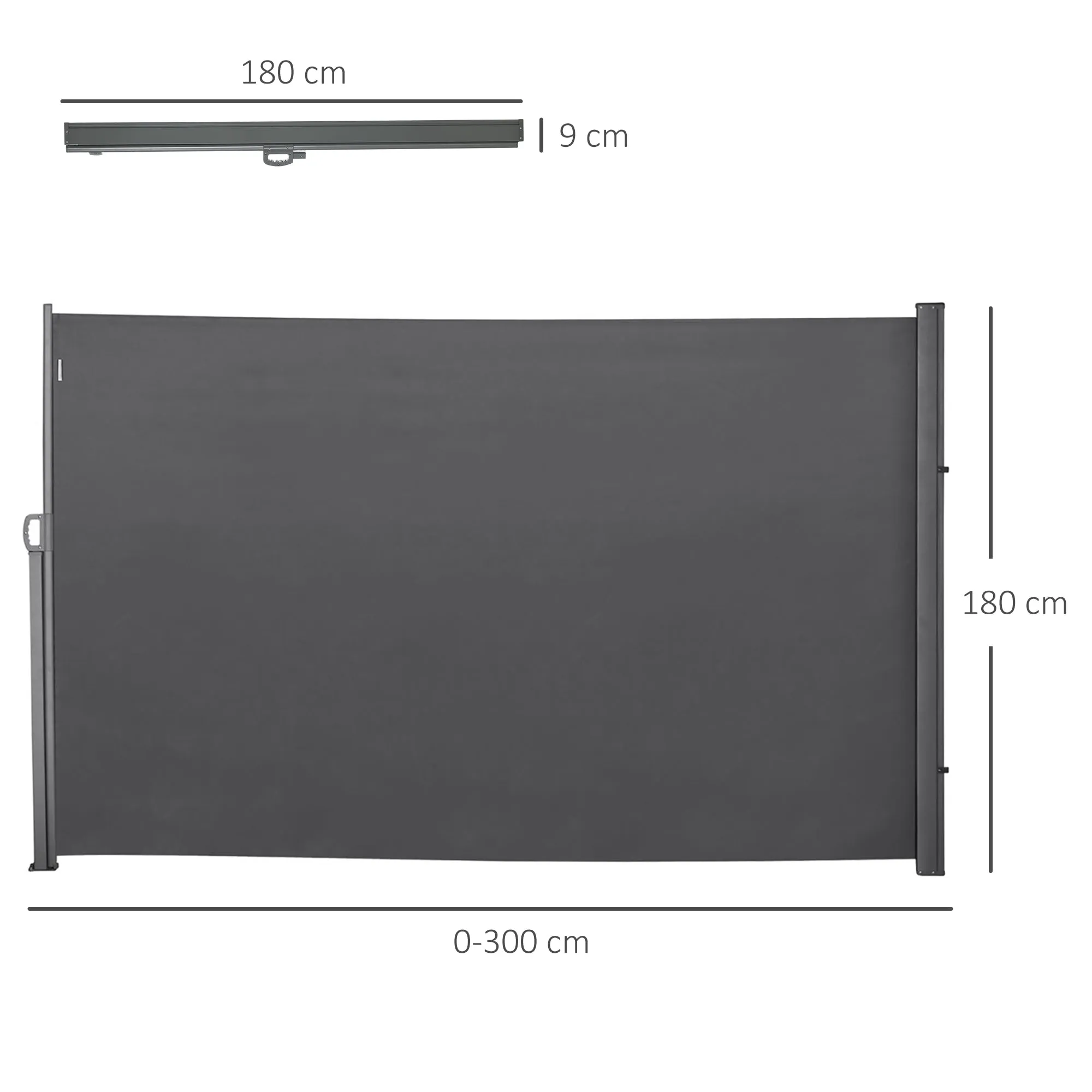 Extendable Garden Privacy Screen 3x1.8m, Anti-UV Polyester and Aluminum, Grey - Image 3