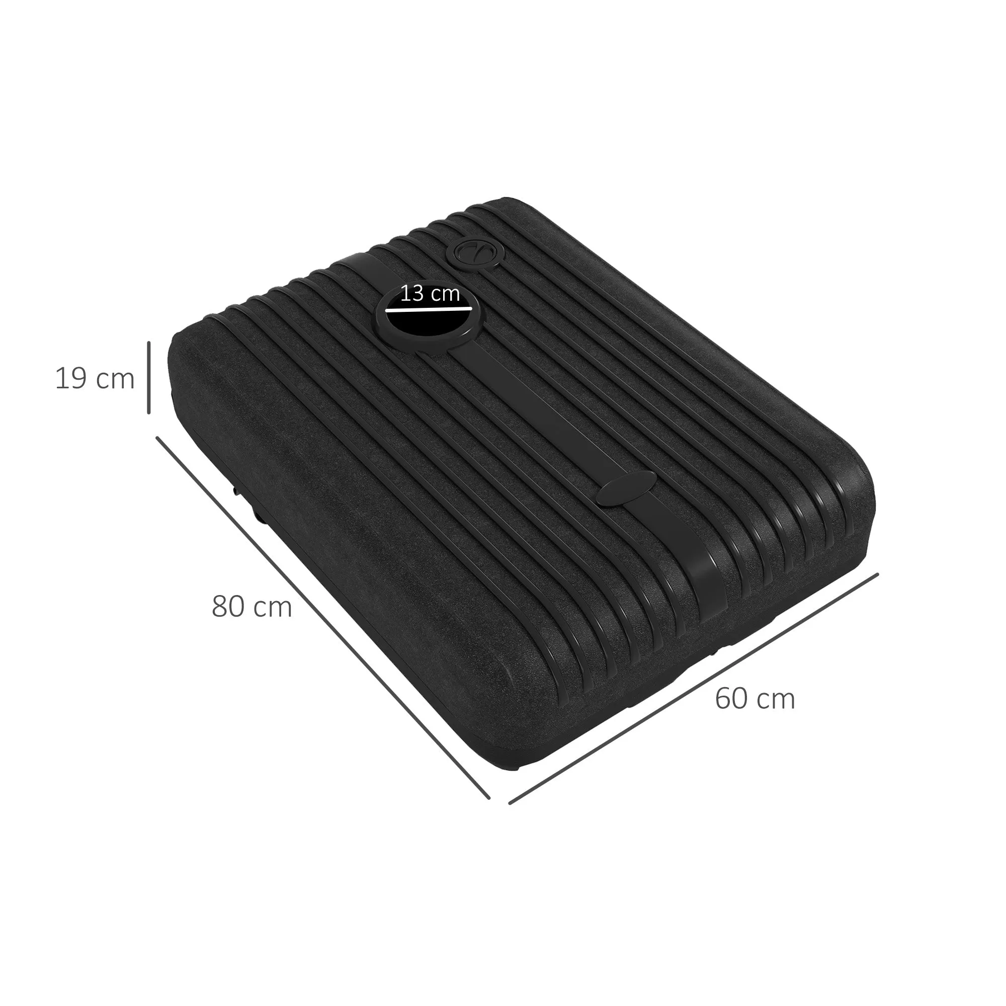 Garden Umbrella Base Fillable with Water and Sand 70-90 kg, Wheels and Handle in HDPE, 80x60 cm, Black - Image 3