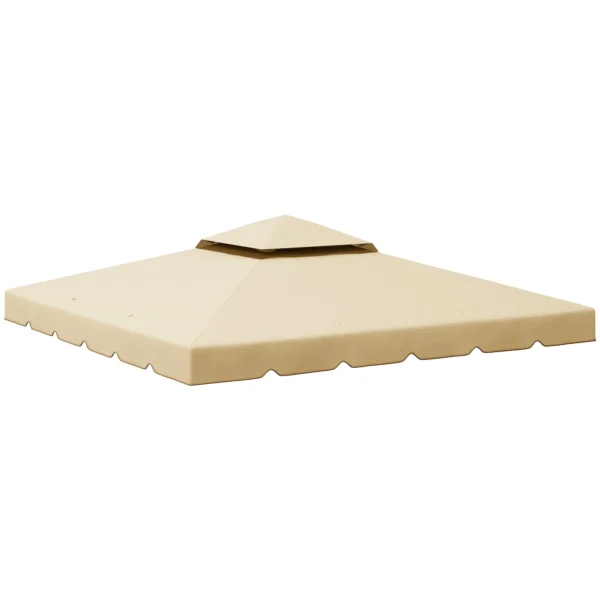Replacement Canopy for Garden Gazebo 3x3m with 2-Tier Roof in Beige Polyester