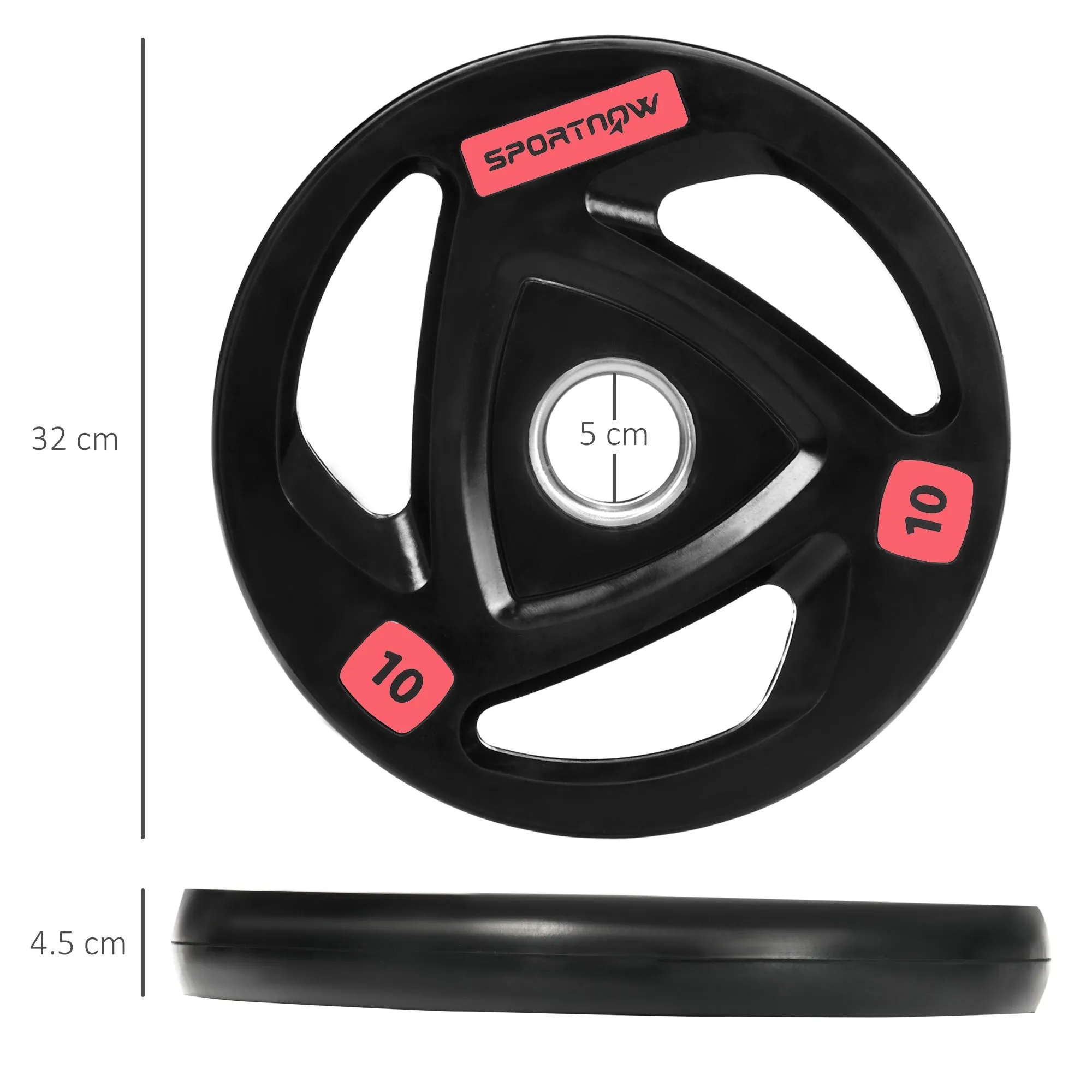 Set of 2 10kg Steel Weight Discs with Rubber Coating for Barbell - Image 3