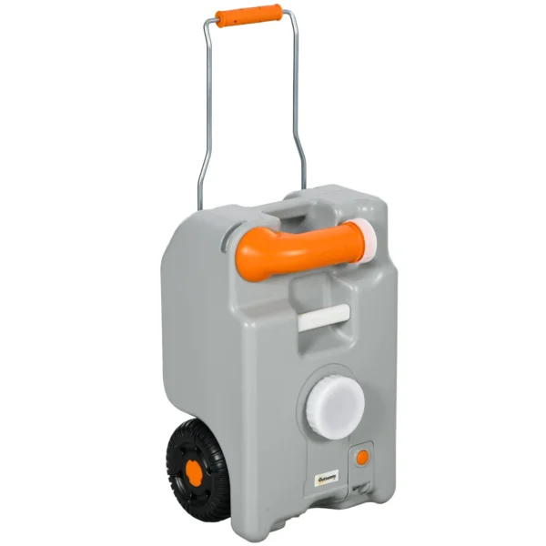 22L Camping Water Tank with Wheels and Handle and Swivel Spout, Gray