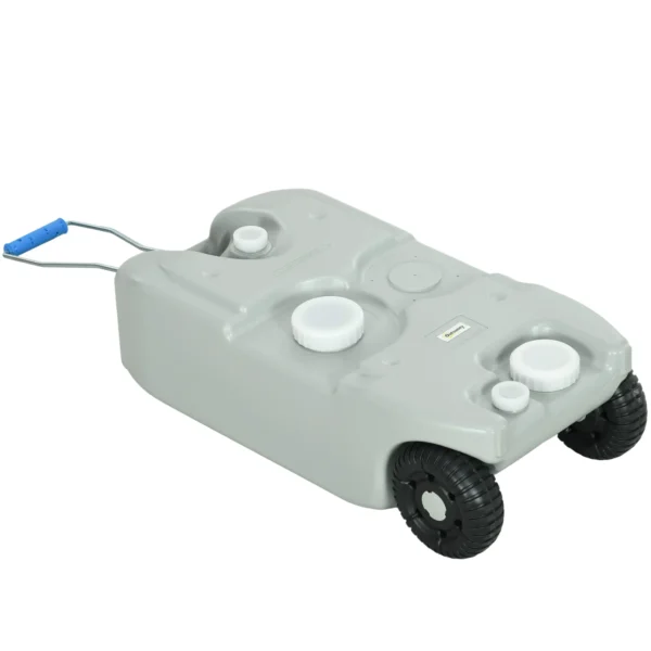40L Camping Water Tank with Wheels and Adjustable Handle, Hose and Tap Included, Grey