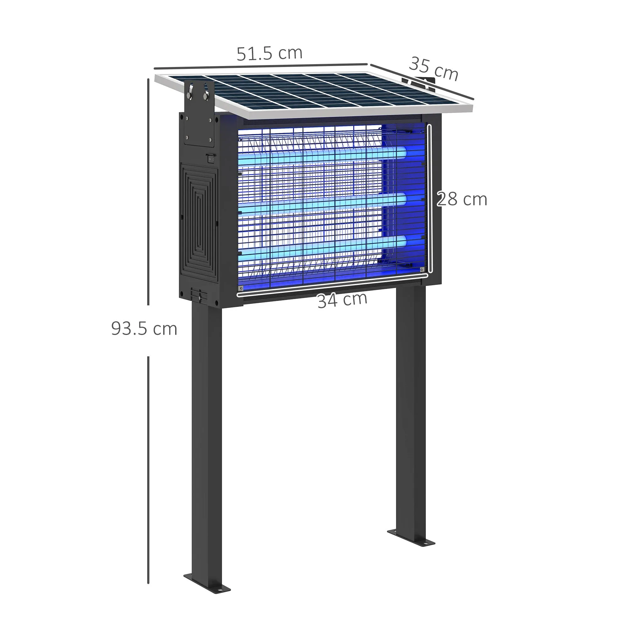 Solar Powered Outdoor Mosquito Killer Lamp with 60 LEDs and Protective Net, Black - Image 3