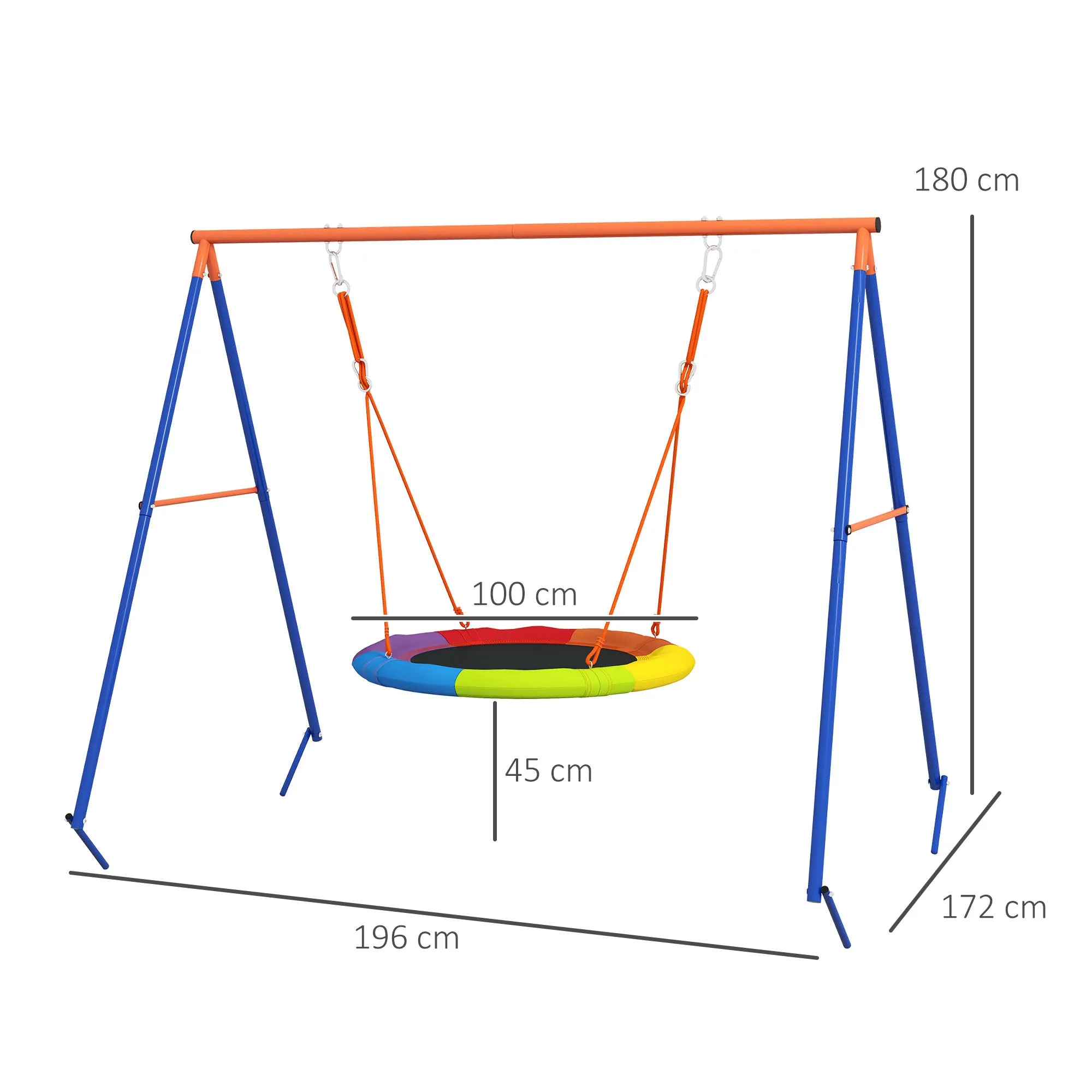 Reinforced Metal Garden Nest Swing for 1-2 Children, 196x172x180cm, Multicolor - Image 3