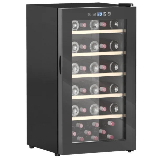 Wine Refrigerator for 41 Bottles, 91L Capacity, Temperature Control and Wooden Shelves, Black