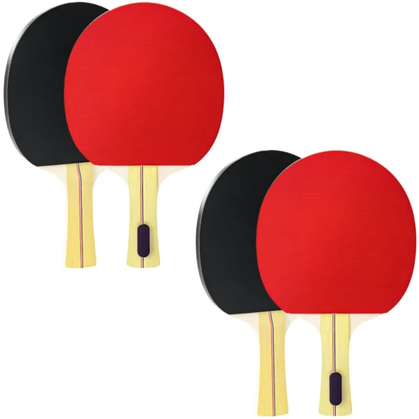 SPORTNOW Set of 4 Ping Pong Bats and 8 Balls with Carrying Case, Red and Black