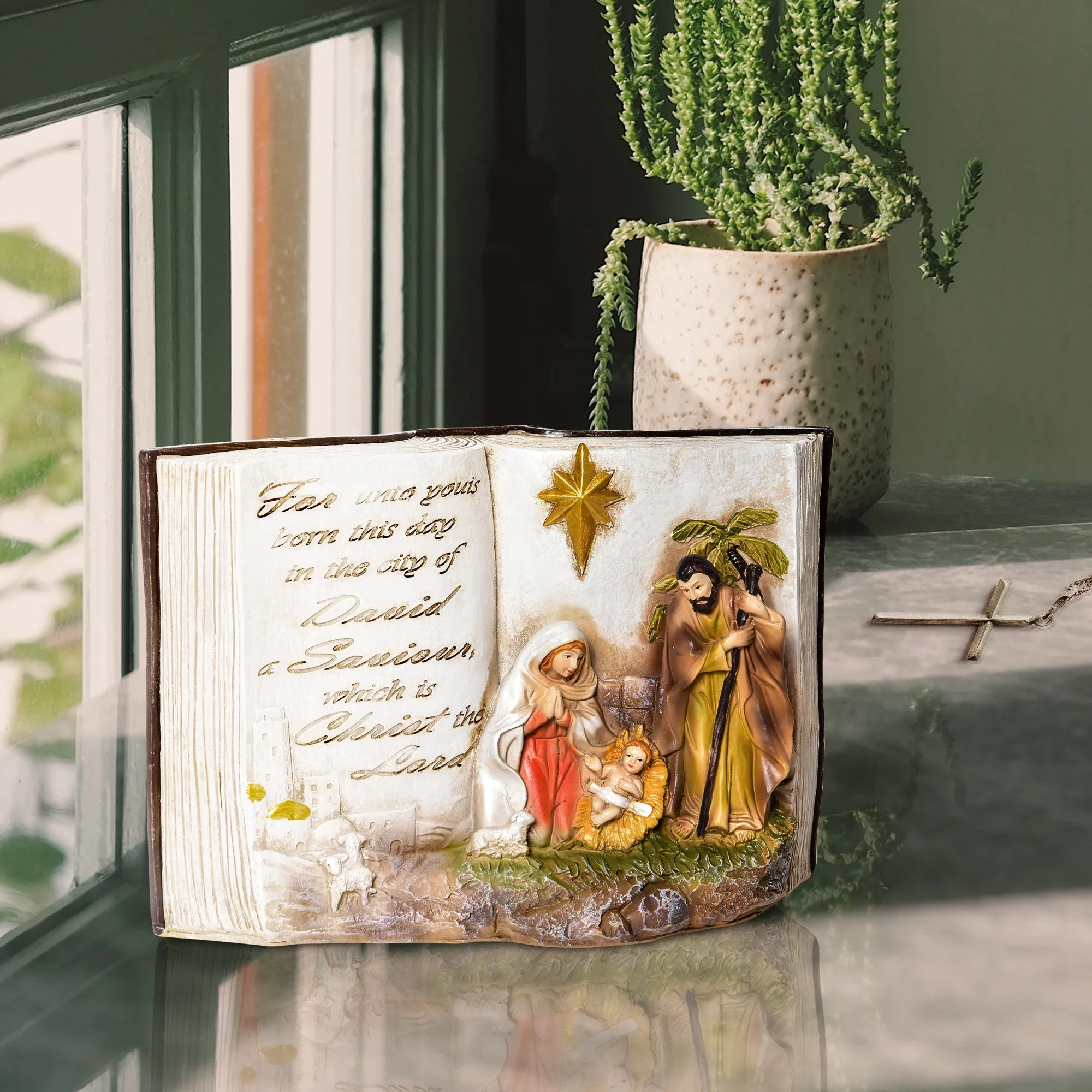 Christmas Nativity Scene, 3D Resin Figurines, 21.5x9.5x14cm - Image 2