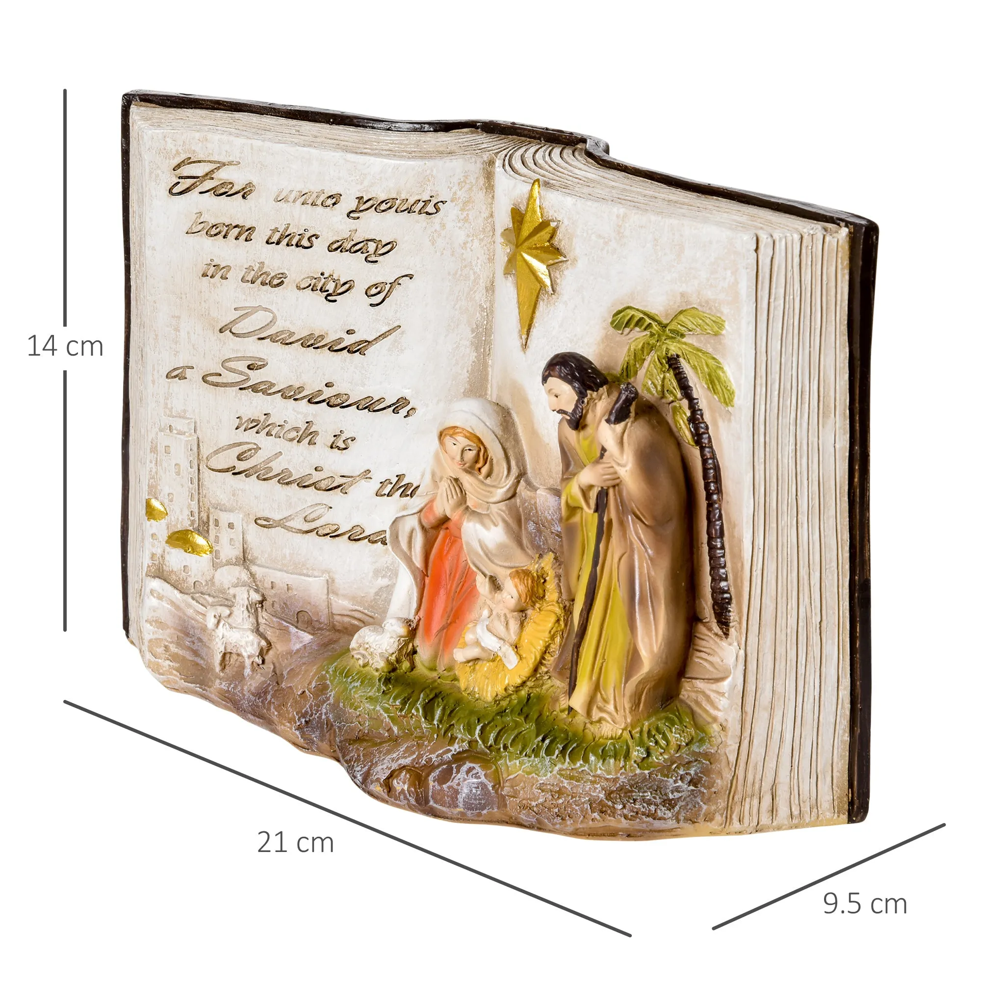 Christmas Nativity Scene, 3D Resin Figurines, 21.5x9.5x14cm - Image 3