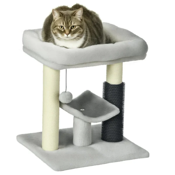 Cat Tree with Cat Bed, Platform, Brush and Sisal Pole, 40x40x48 cm, Grey