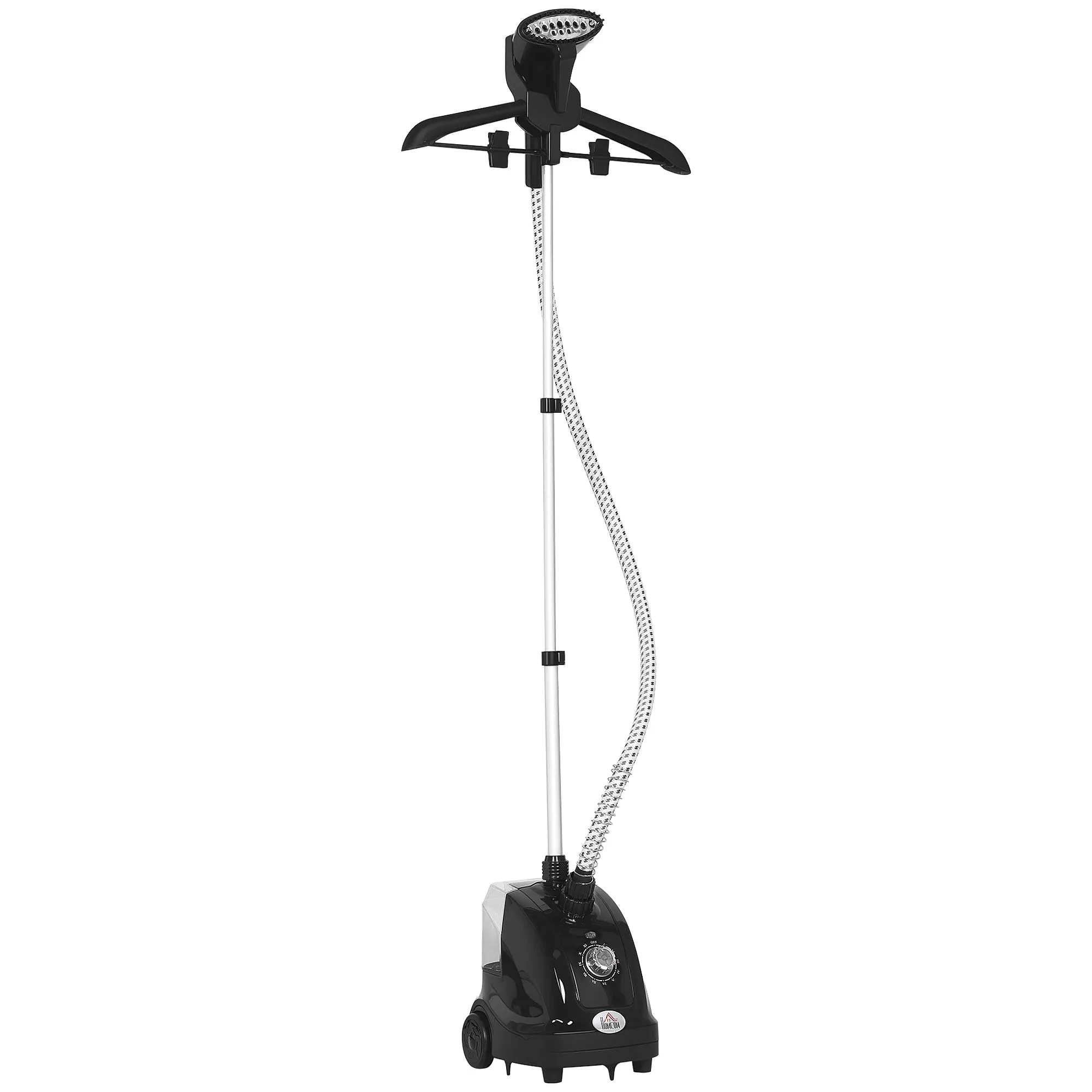 1.4L Vertical Steam Iron with Extendable Rod and 2 Wheels, in ABS and PP, 26x21.5x29 cm, Black