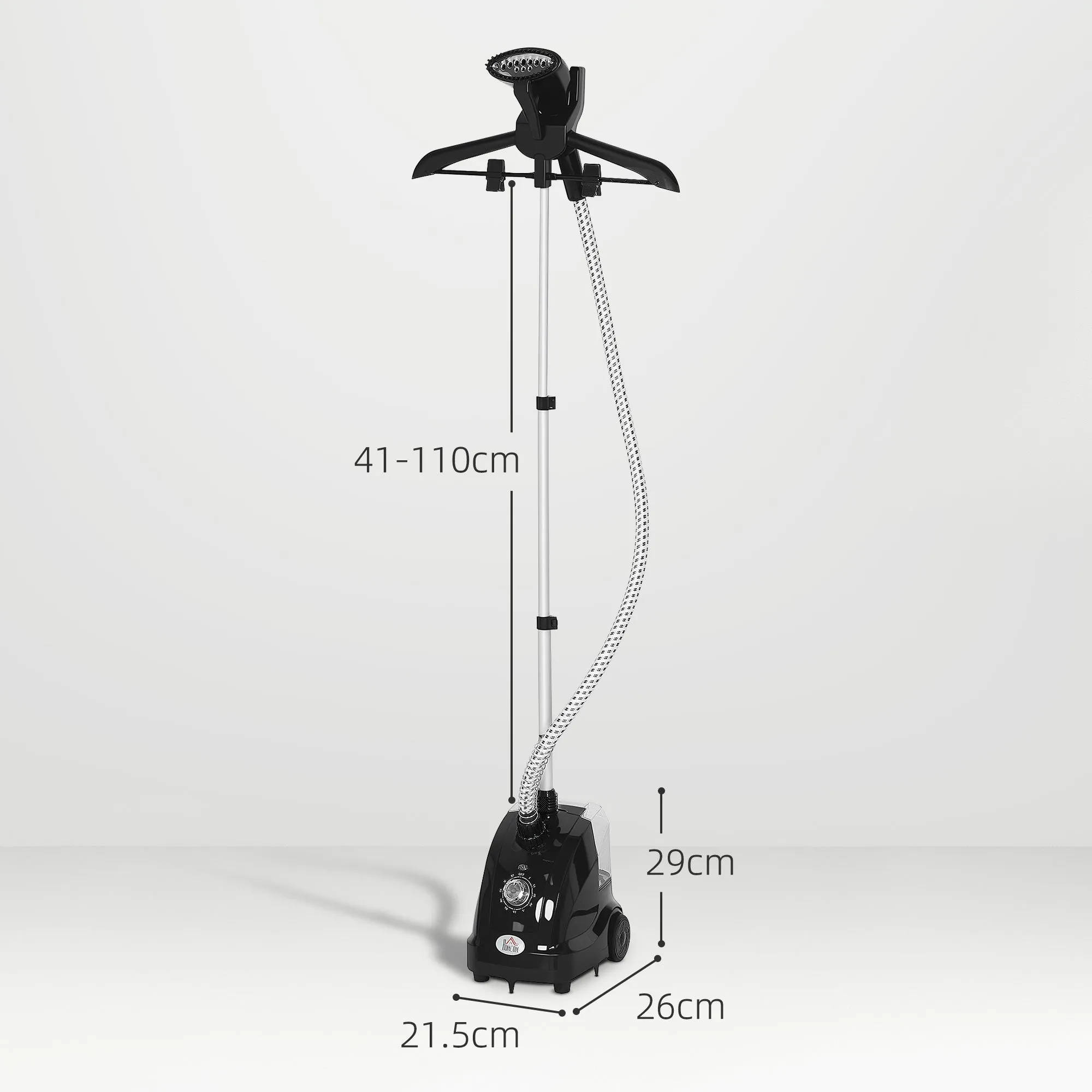 1.4L Vertical Steam Iron with Extendable Rod and 2 Wheels, in ABS and PP, 26x21.5x29 cm, Black - Image 3