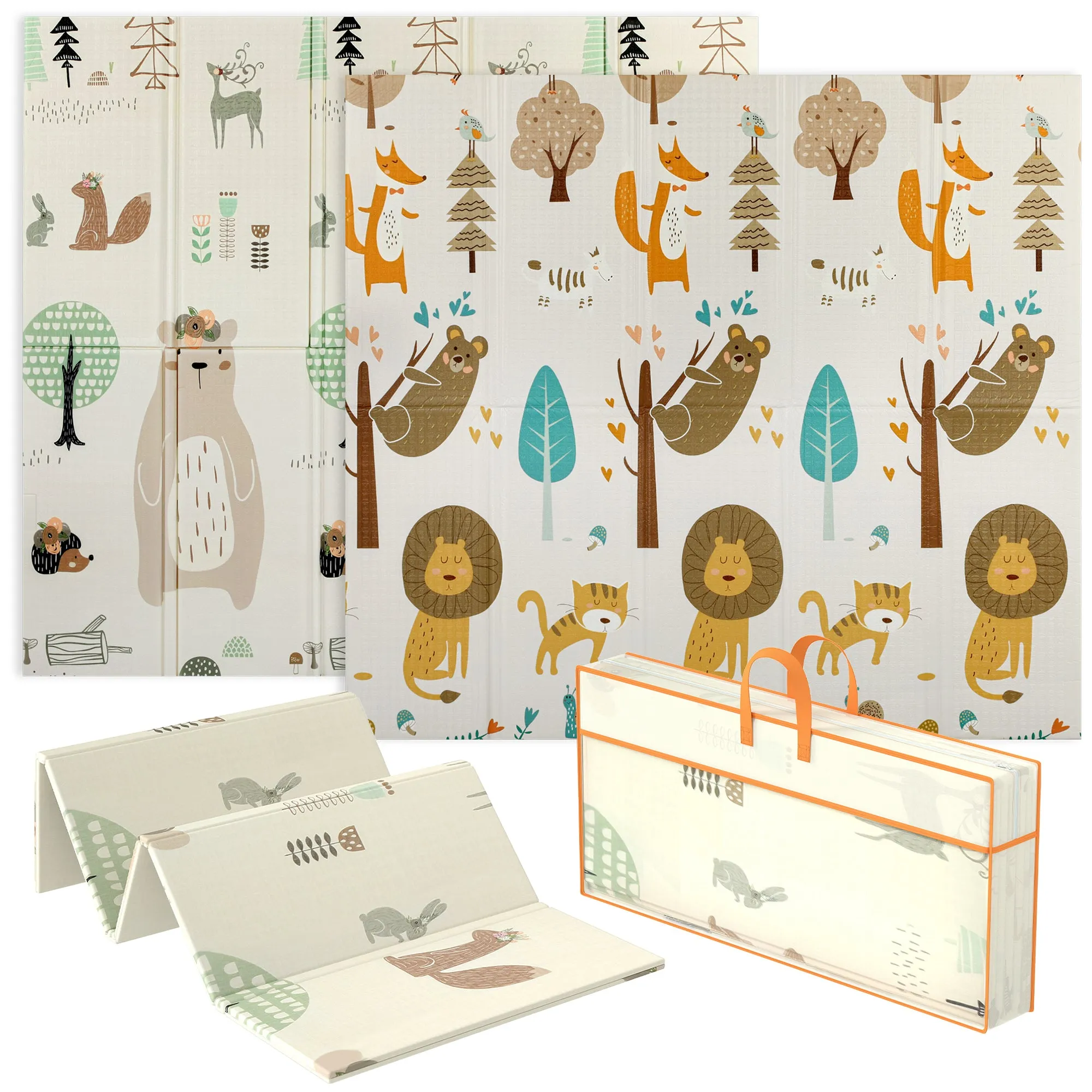 Children's Rug for 0-6 Years Old with Forest Theme and Waterproof Surface in Multi-Color XPE, 196x176x1.5 cm