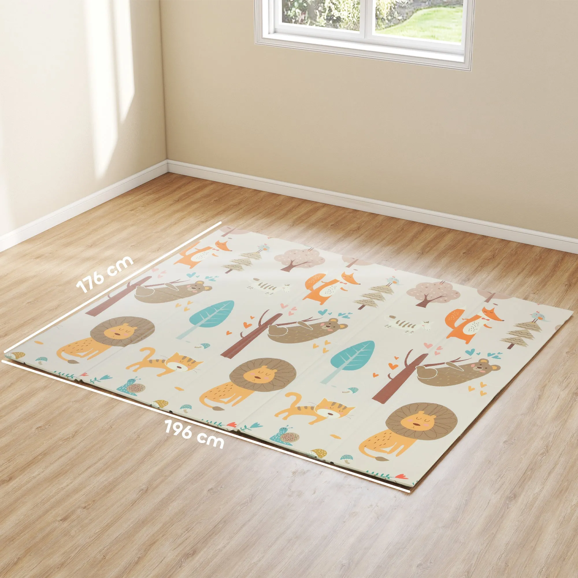 Children's Rug for 0-6 Years Old with Forest Theme and Waterproof Surface in Multi-Color XPE, 196x176x1.5 cm - Image 3