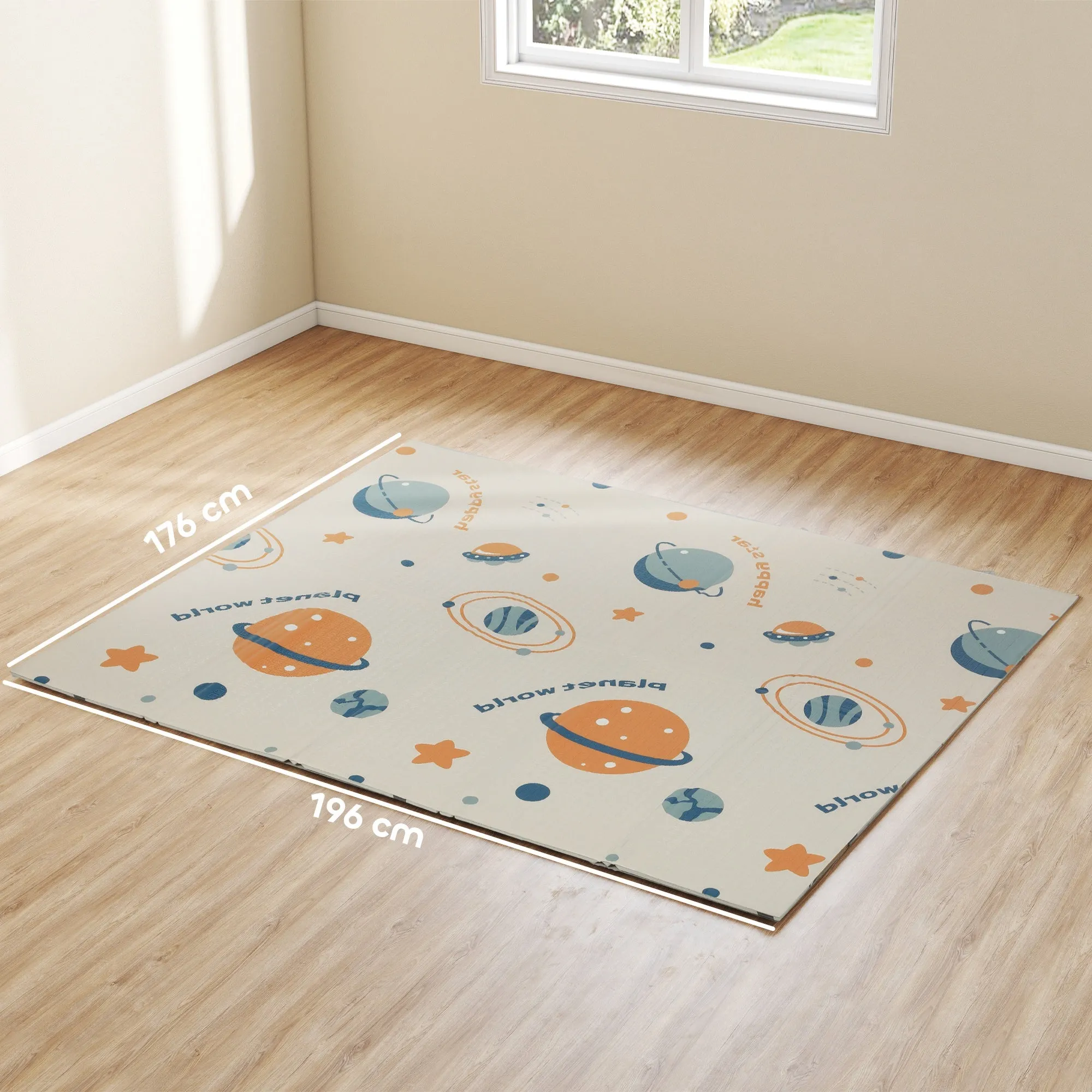 Space Themed Children's Rug for 0-6 Years Old with Waterproof Surface in Multi-Color XPE, 196x176x1.5 cm - Image 3
