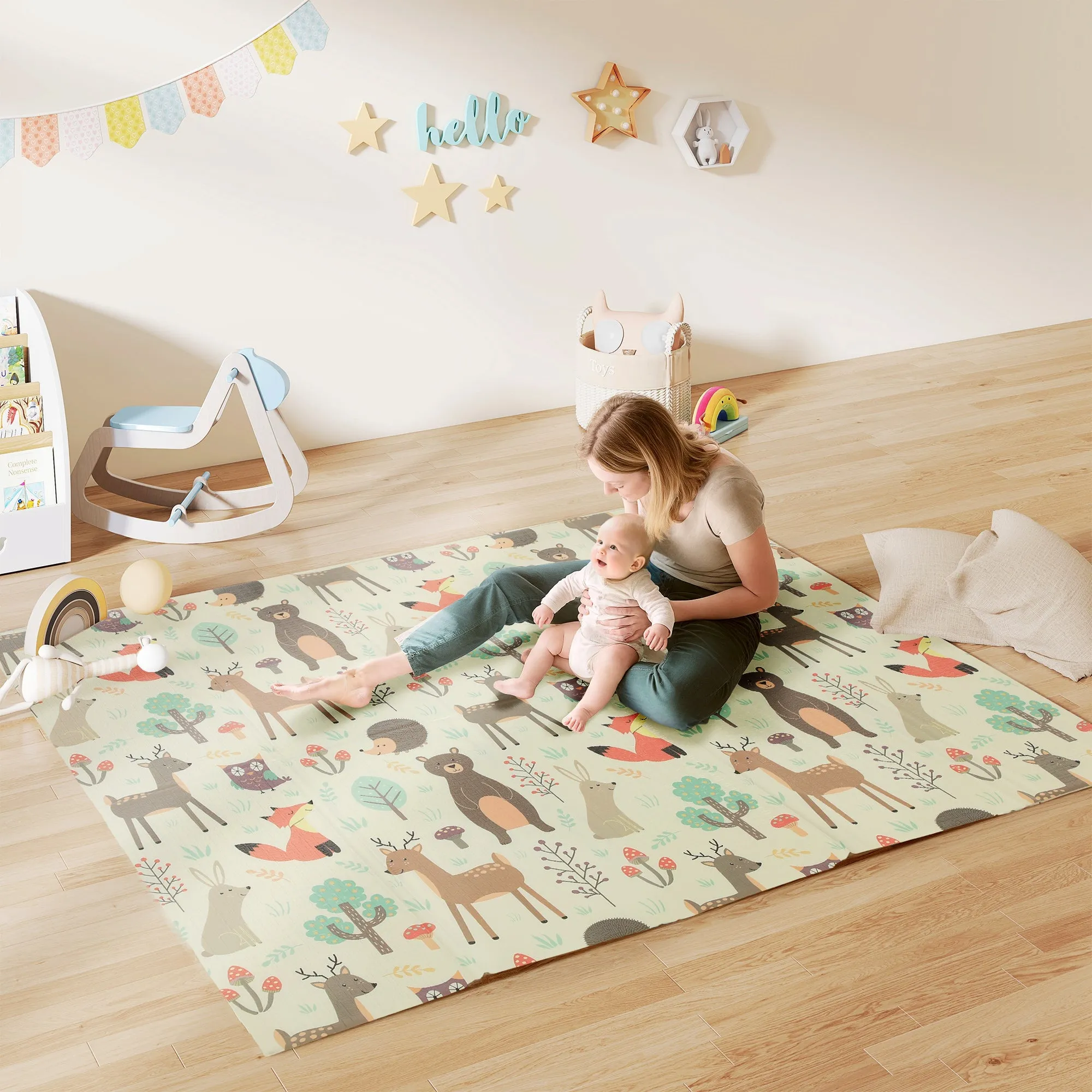 Forest Themed Children's Rug for 0-6 Years Old with Waterproof Surface in Multi-Color XPE, 196x176x1.5 cm - Image 2