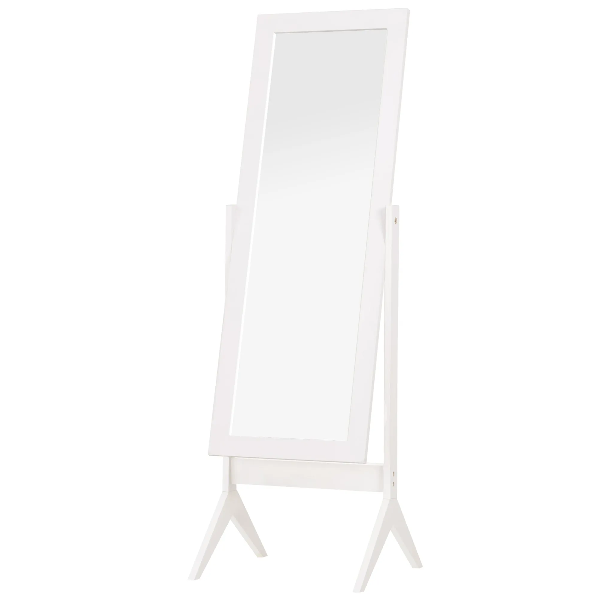 Full-Length Mirror with 4 Legs and Adjustable Angle, Wood and Glass, 47x46x148 cm, White