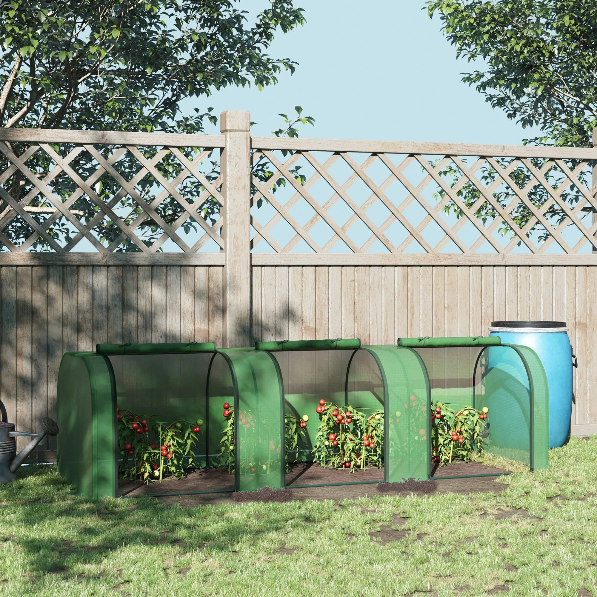 Steel and PP Plastic Tunnel Greenhouse with Roll-Up Doors, 295x100x80 cm, Green - Image 2