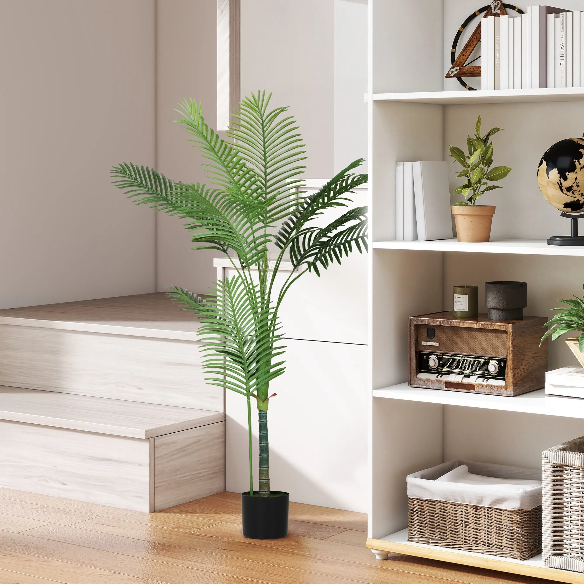 150cm Tall Indoor Artificial Areca Palm Plant with Pot, Home and Office Decoration, Green - Image 2