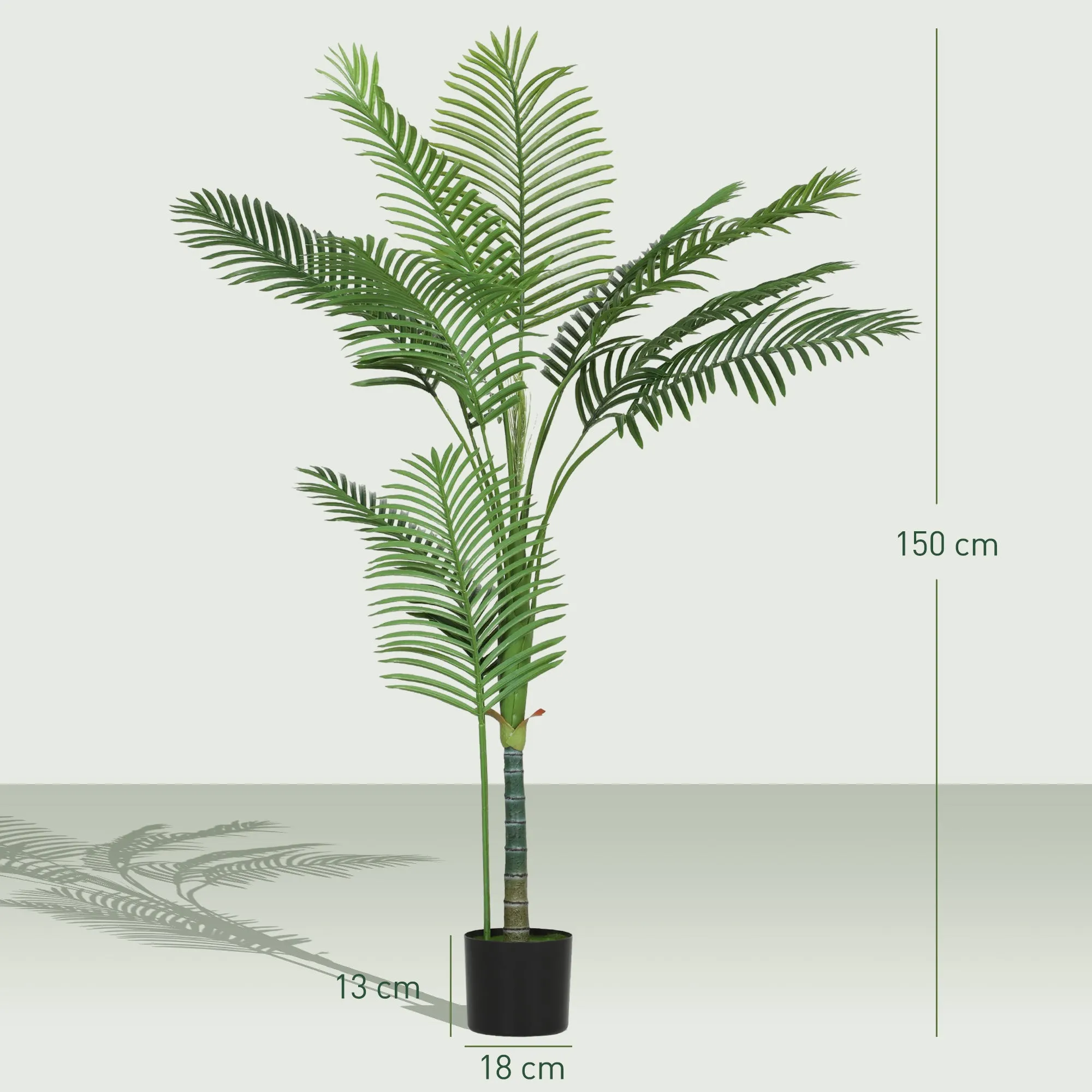 150cm Tall Indoor Artificial Areca Palm Plant with Pot, Home and Office Decoration, Green - Image 3