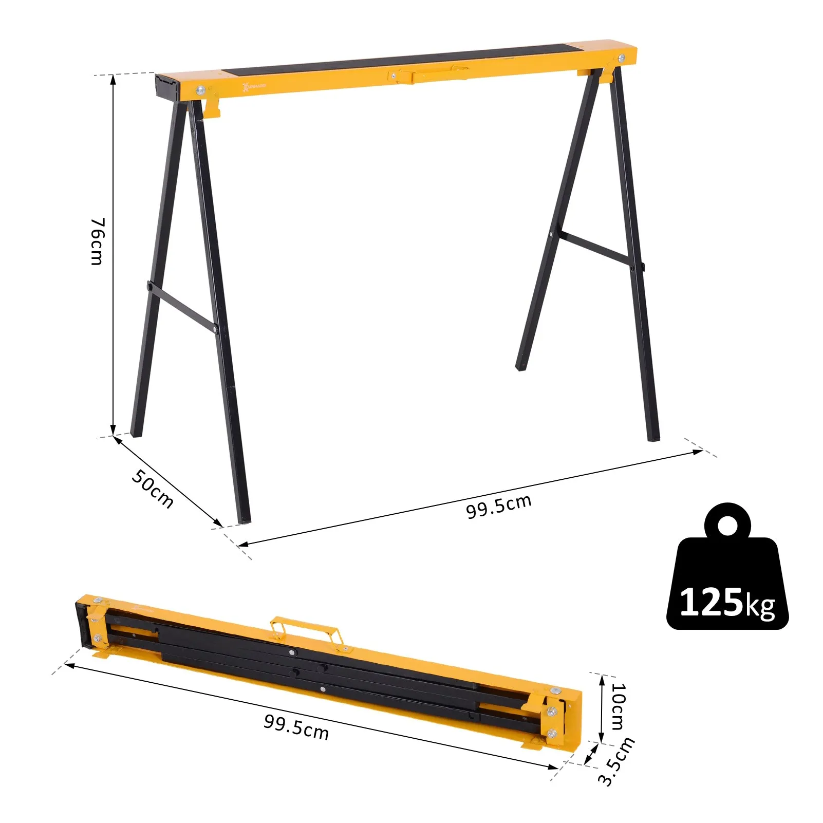 Set of 2 Folding and Portable Work Stands, Non-Slip Rubber Worktop, Max. Load 250kg - Image 3