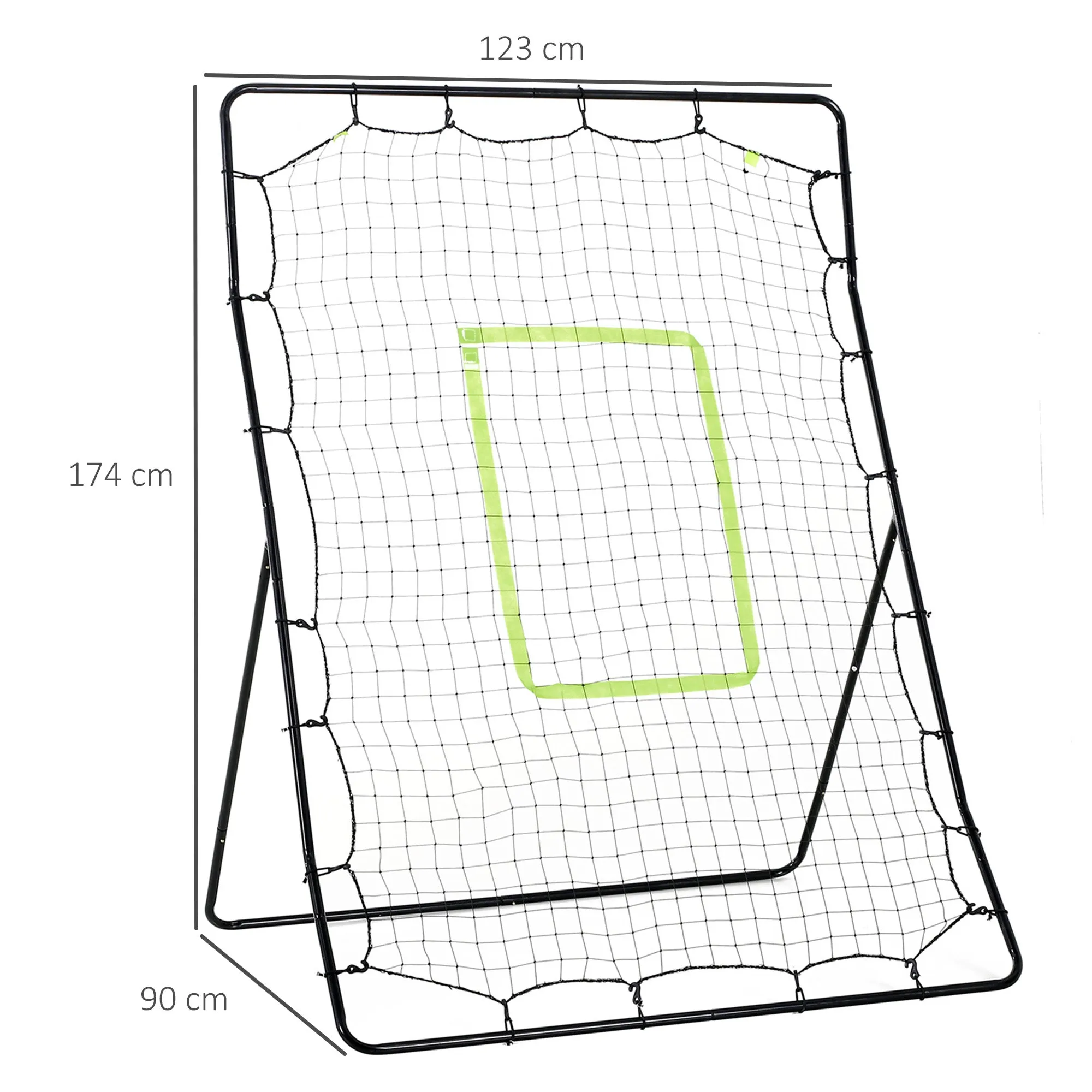 Foldable Football and Baseball Rebounder with Accuracy Zone, Made of PE and Metal, 123x90x174 cm, Black - Image 3