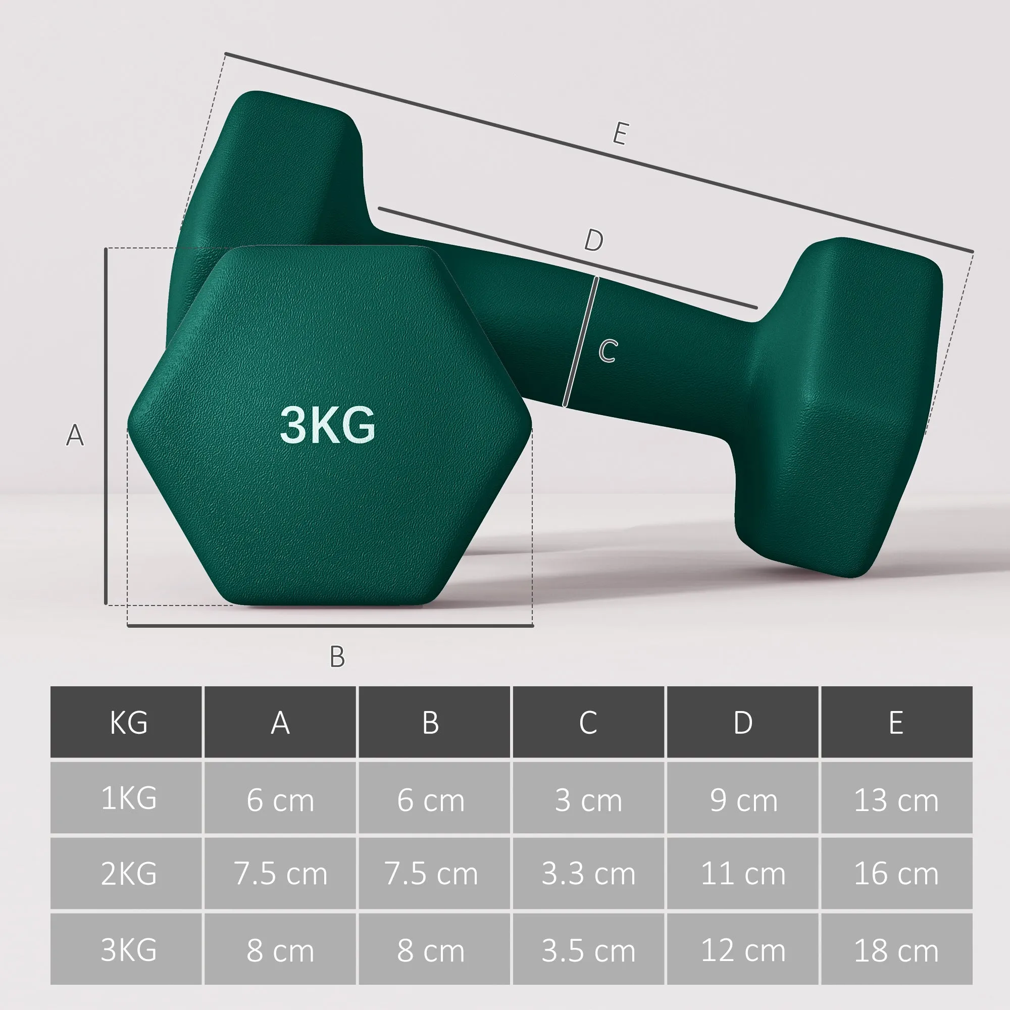 Set of 6 Dumbbell Weights (2x1 kg, 2x2 kg, 2x3 kg) of 12 kg with Stand/Kettlebell, in Metal and Multicolored Plastic - Image 3