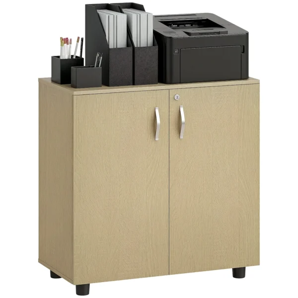 Mobile Office Multipurpose Document Holder with Lock, 2 Doors and Internal Shelf, 80x40x80 cm, Oak