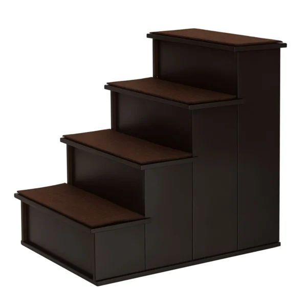 4-Step Dog and Cat Ladder with Removable Plush Cushions, 40x59x54.2 cm, Brown