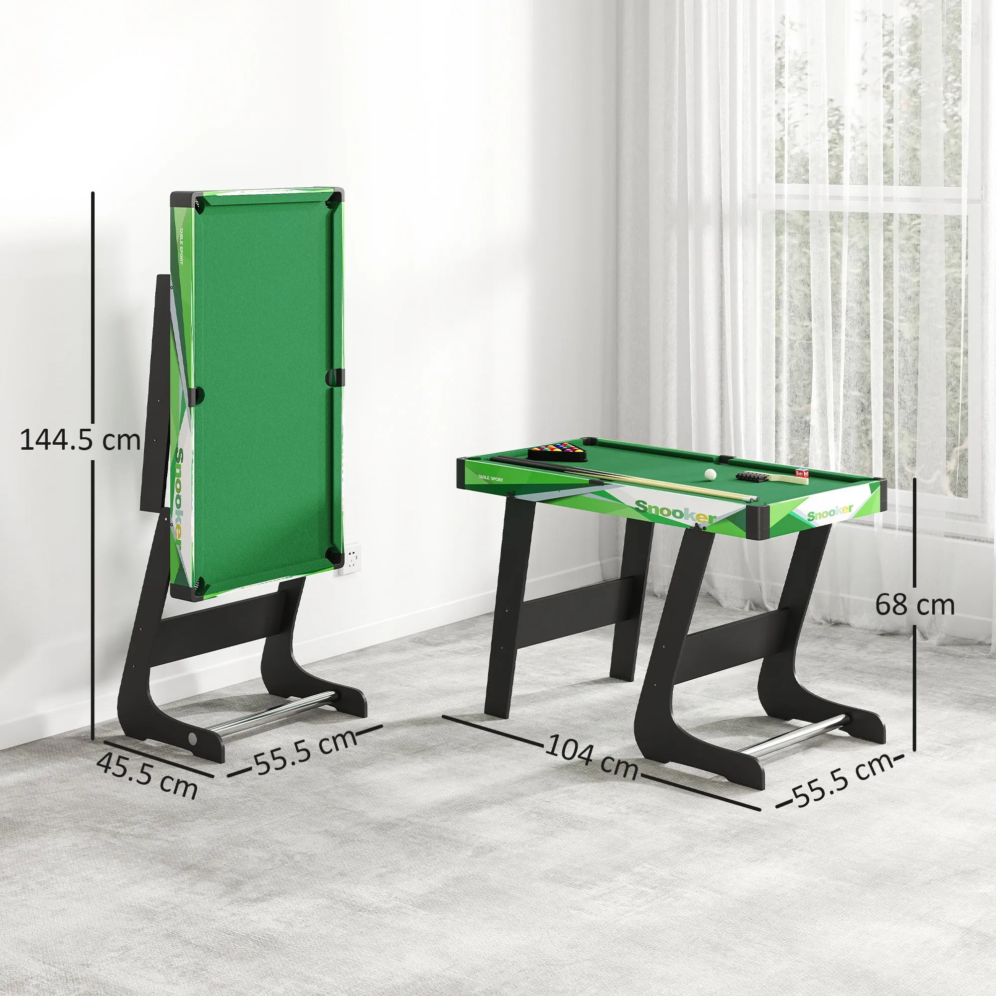 SPORTNOW Folding Pool Table with Cues, Balls and Triangle for Adults and Children from 12 Years, 104x55.5x68 cm - Image 3
