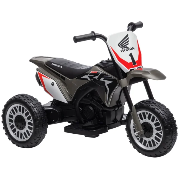 Honda CRF450RL Licensed 3-Wheeled Electric Dirt Bike for Kids with Horn, 71x40.5x43.5 cm, Grey