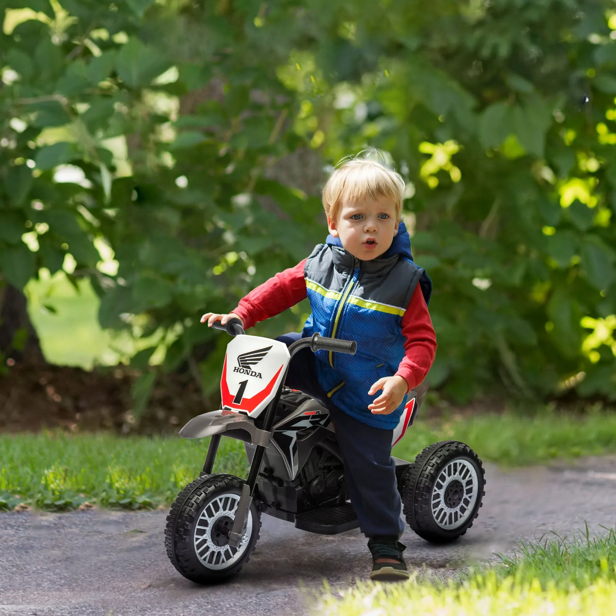 Honda CRF450RL Licensed 3-Wheeled Electric Dirt Bike for Kids with Horn, 71x40.5x43.5 cm, Grey - Image 2