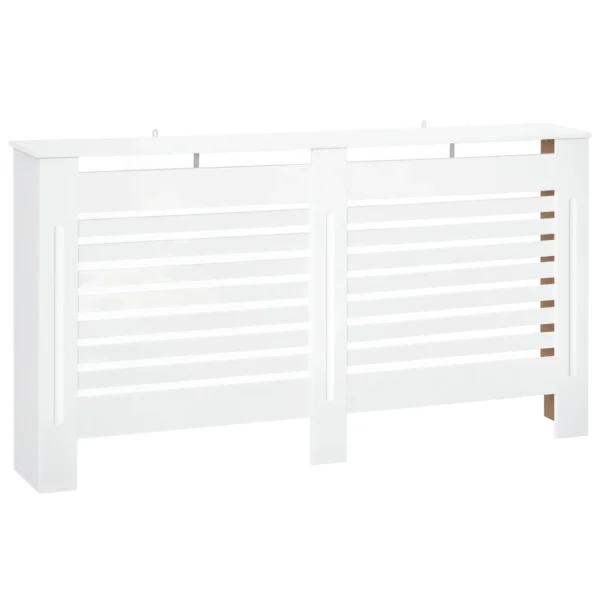 Slatted Radiator Cover with Storage Shelf, Wooden, 172x19x81 cm, White
