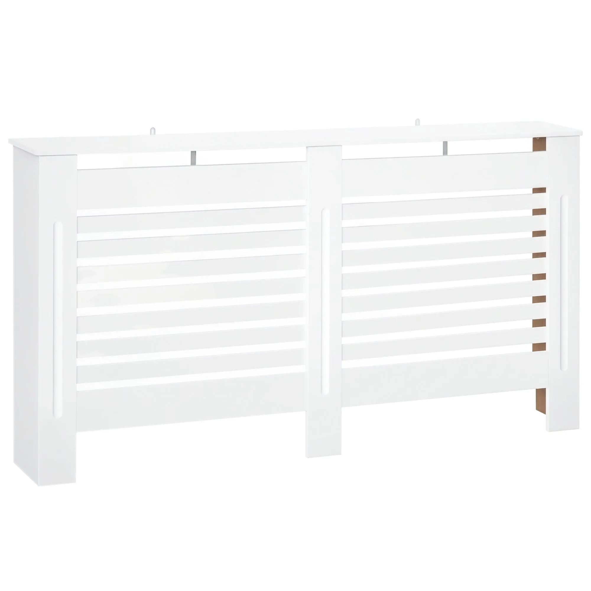 Slatted Radiator Cover with Storage Shelf, Wooden, 172x19x81 cm, White