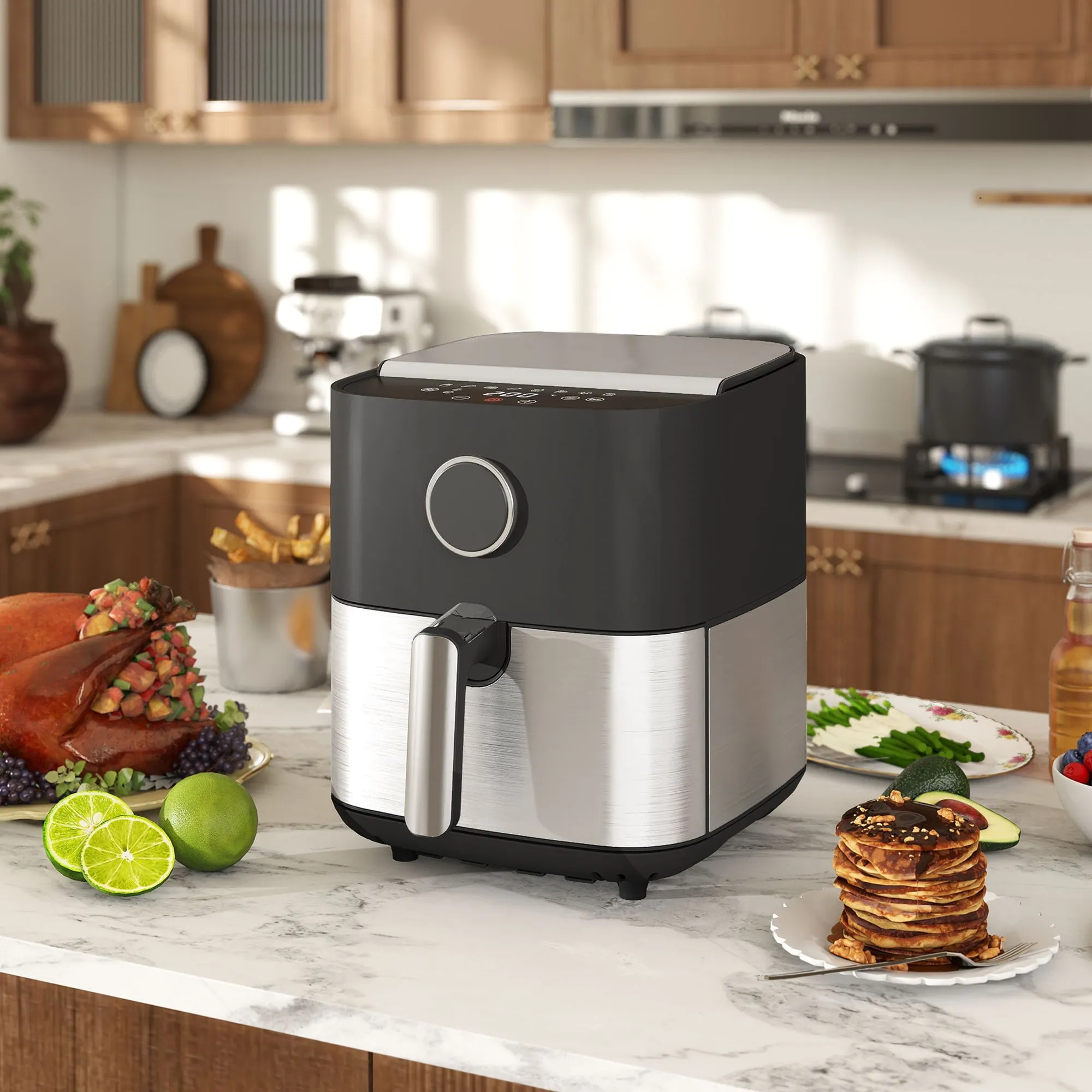 8L Air Fryer, 1700W Air Fryer with 8 Programs and 360° Hot Air Circulation, LED Display, Black - Image 2