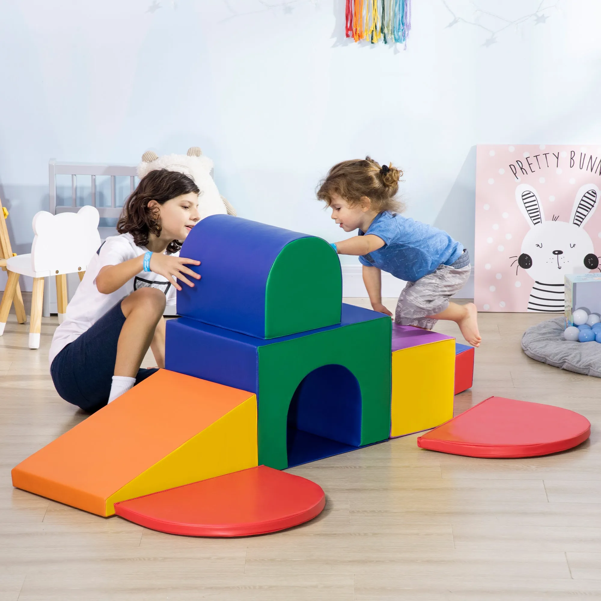 7-Block Playset for Children Ages 1-3 Years, Multi-Colour, PU and EPE, 170x130x40 cm - Image 2