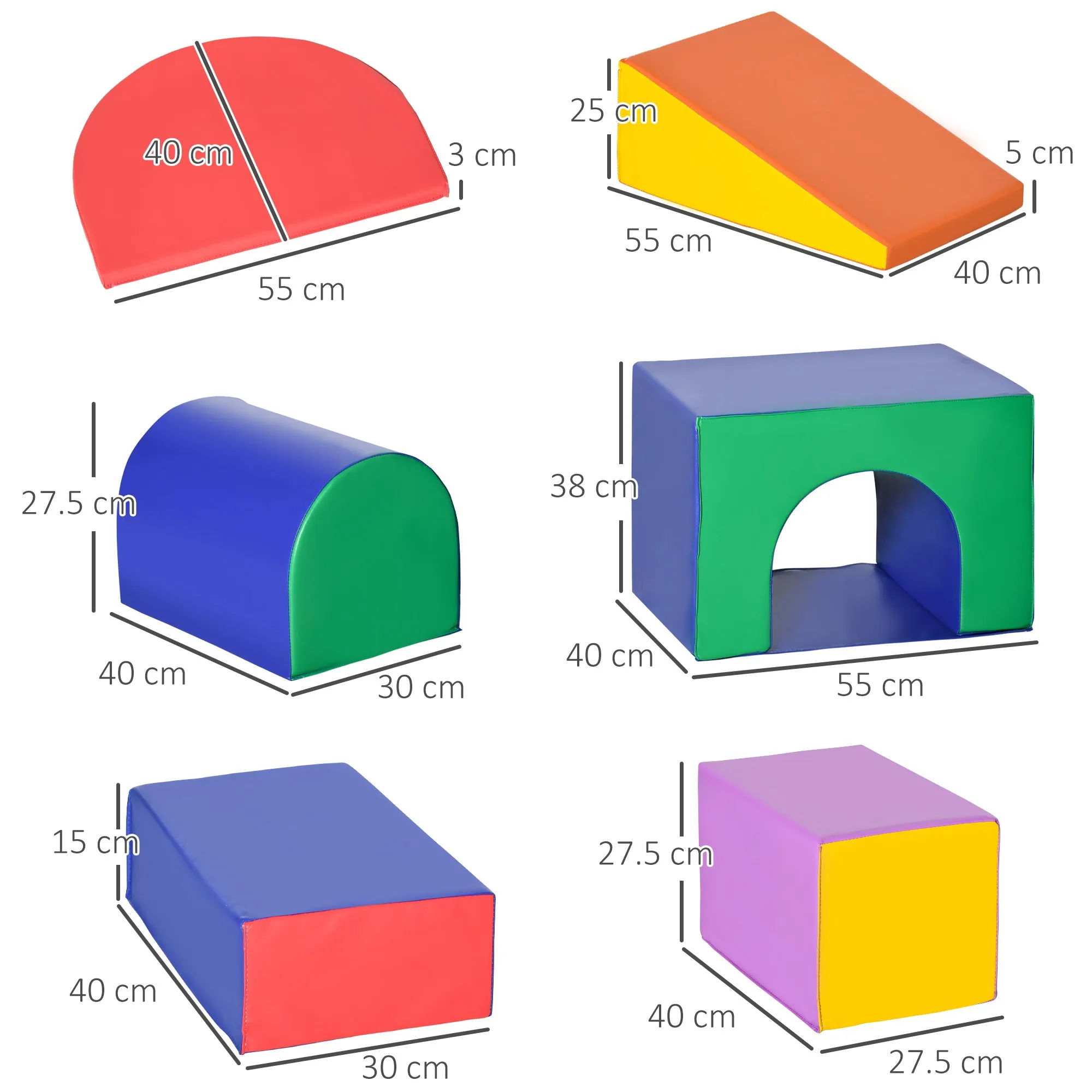 7-Block Playset for Children Ages 1-3 Years, Multi-Colour, PU and EPE, 170x130x40 cm - Image 3