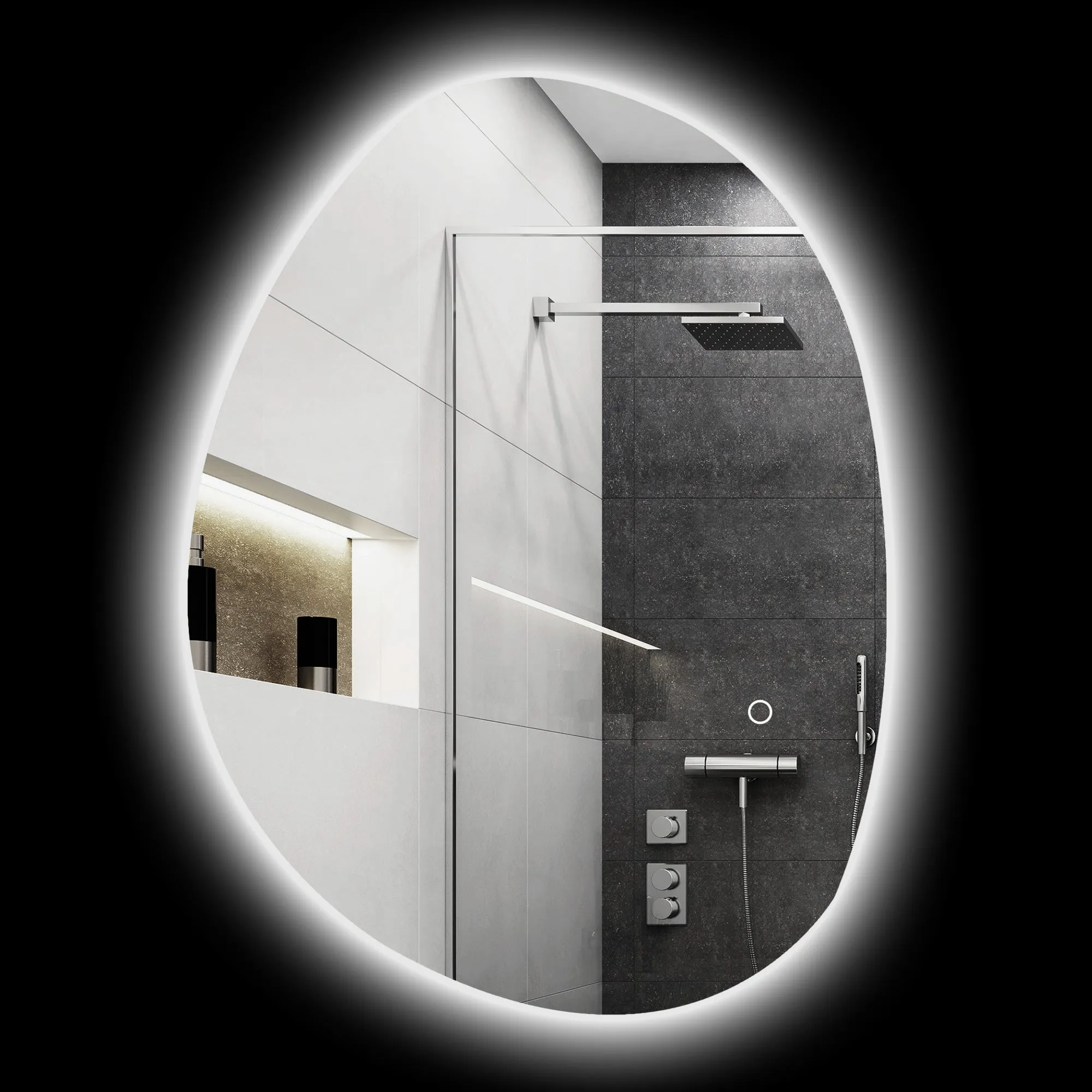 LED Illuminated Bathroom Mirror with Adjustable Color and Temperature, Tempered Glass, 70x5x50 cm, Silver