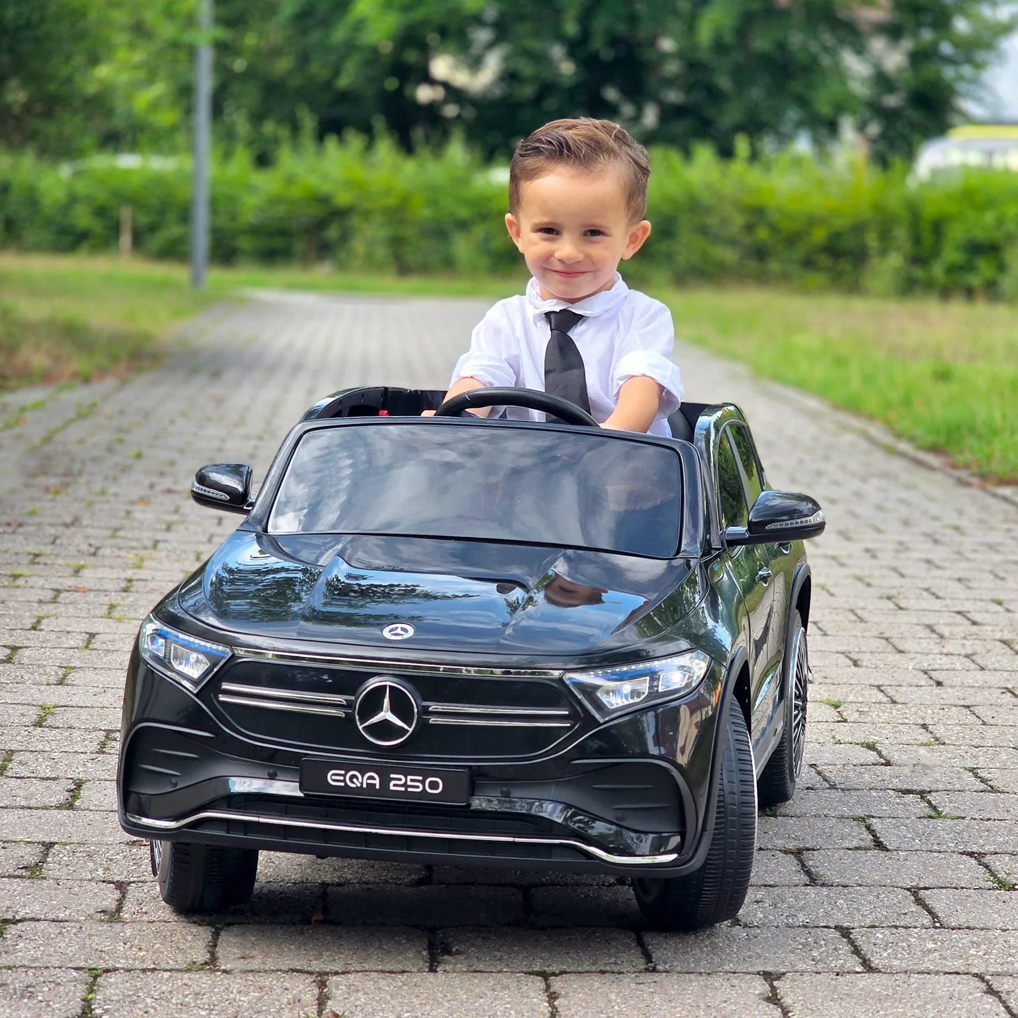 Electric Ride-On Toy Car for Kids Ages 3-8 with Remote Control, Headlights and Horn, Black - Image 2