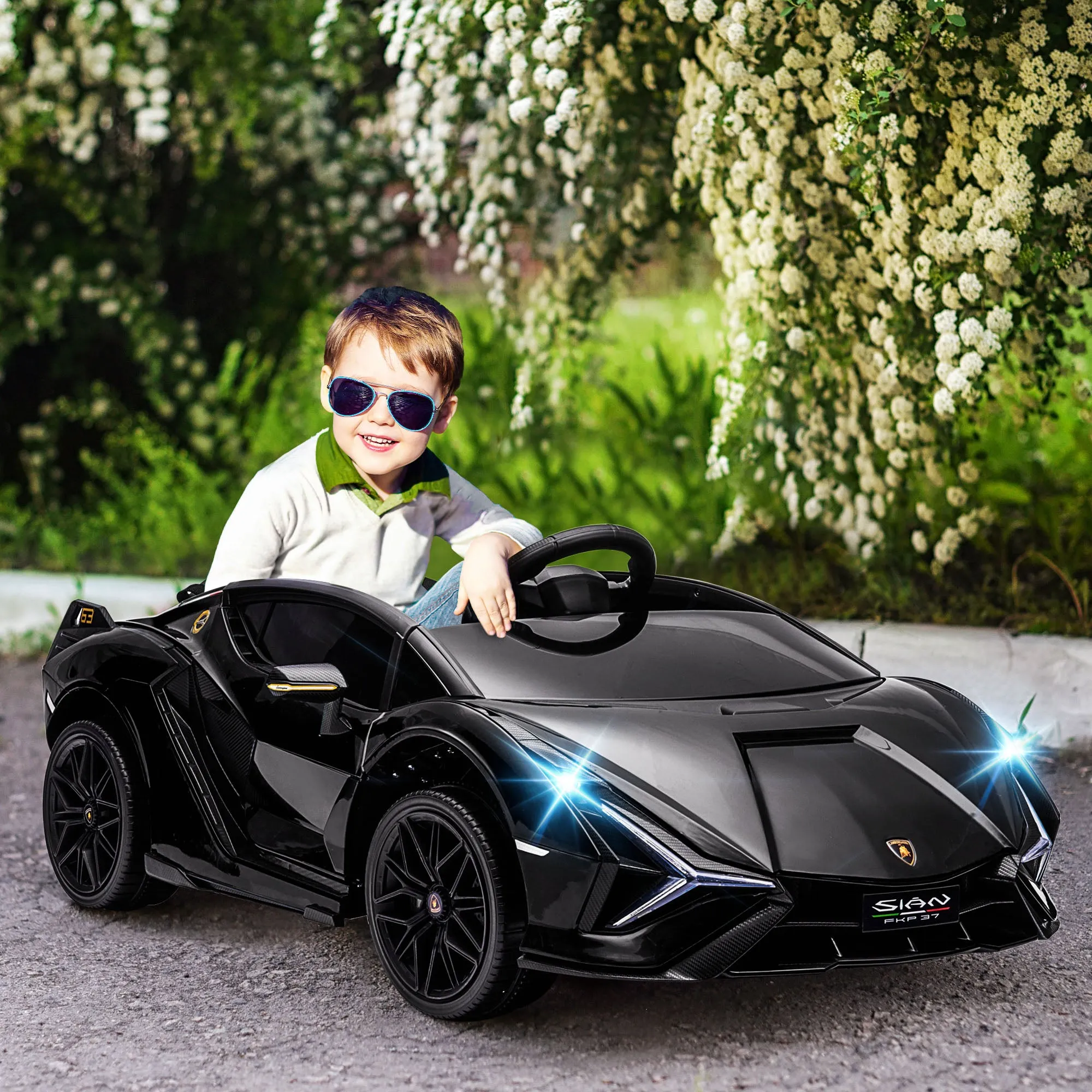 Lamborghini 12V Electric Ride-On Toy Car for Kids Ages 3-5 with Remote Control and 3-5km/h Speed, Black - Image 2