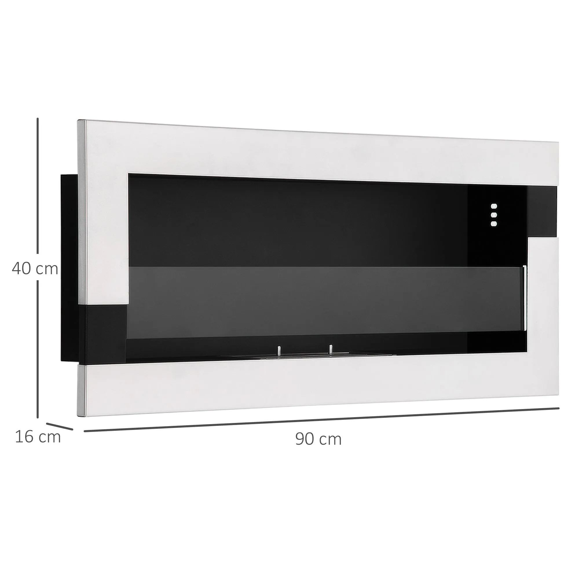 Stainless Steel Bioethanol Fireplace, 2.5h Burn Time with 1.5L Tank and 20m² Coverage, 90x16x40 cm, Silver - Image 3