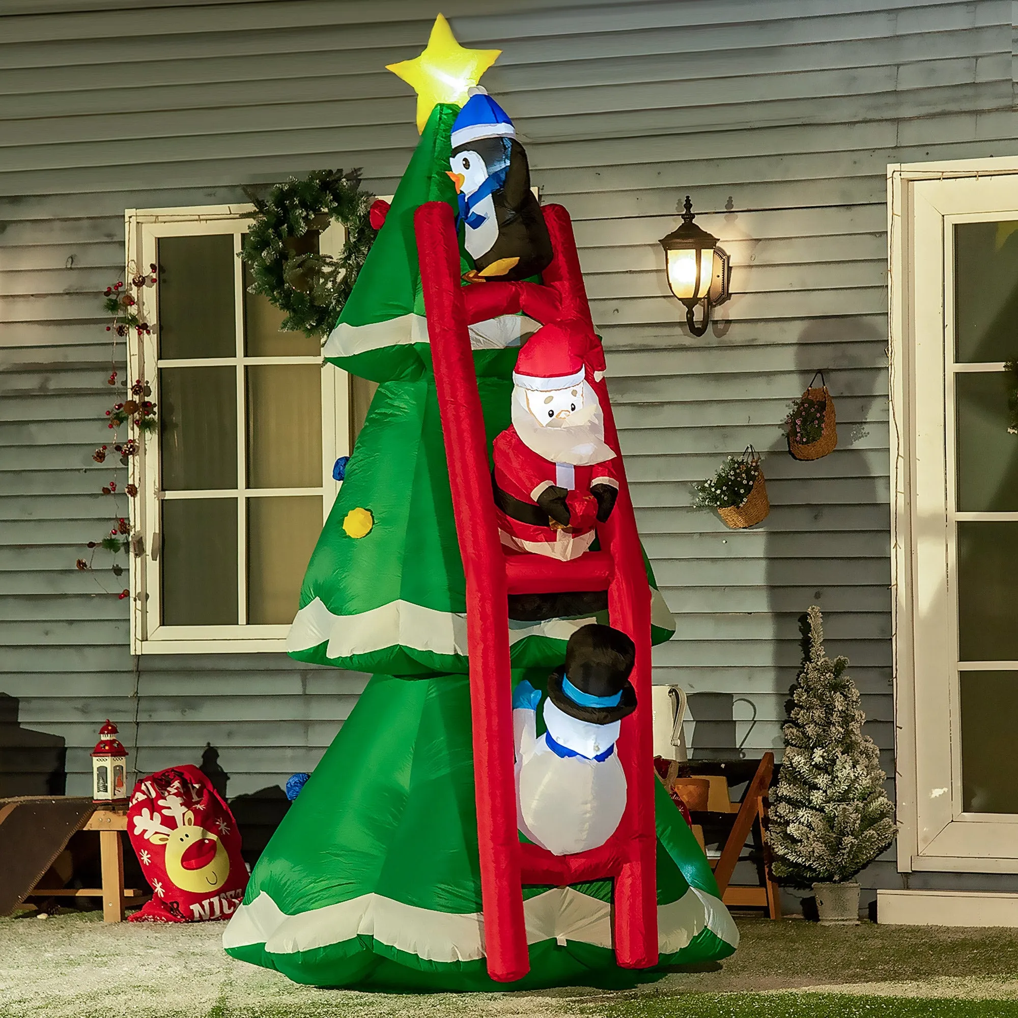 Inflatable Christmas Tree with Santa Claus and LED Lights, Inflator Included, 162x125x247cm - Image 2